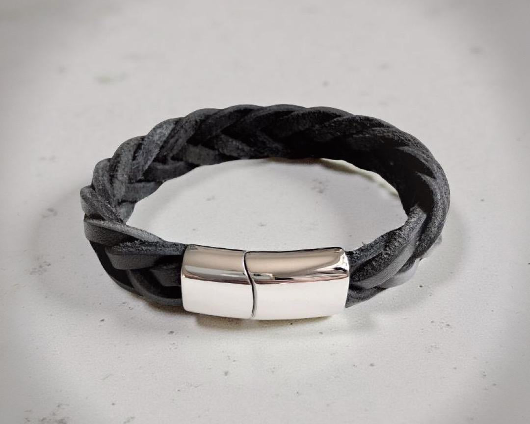 Armband | geflochtenes Lederarmband | schwarz