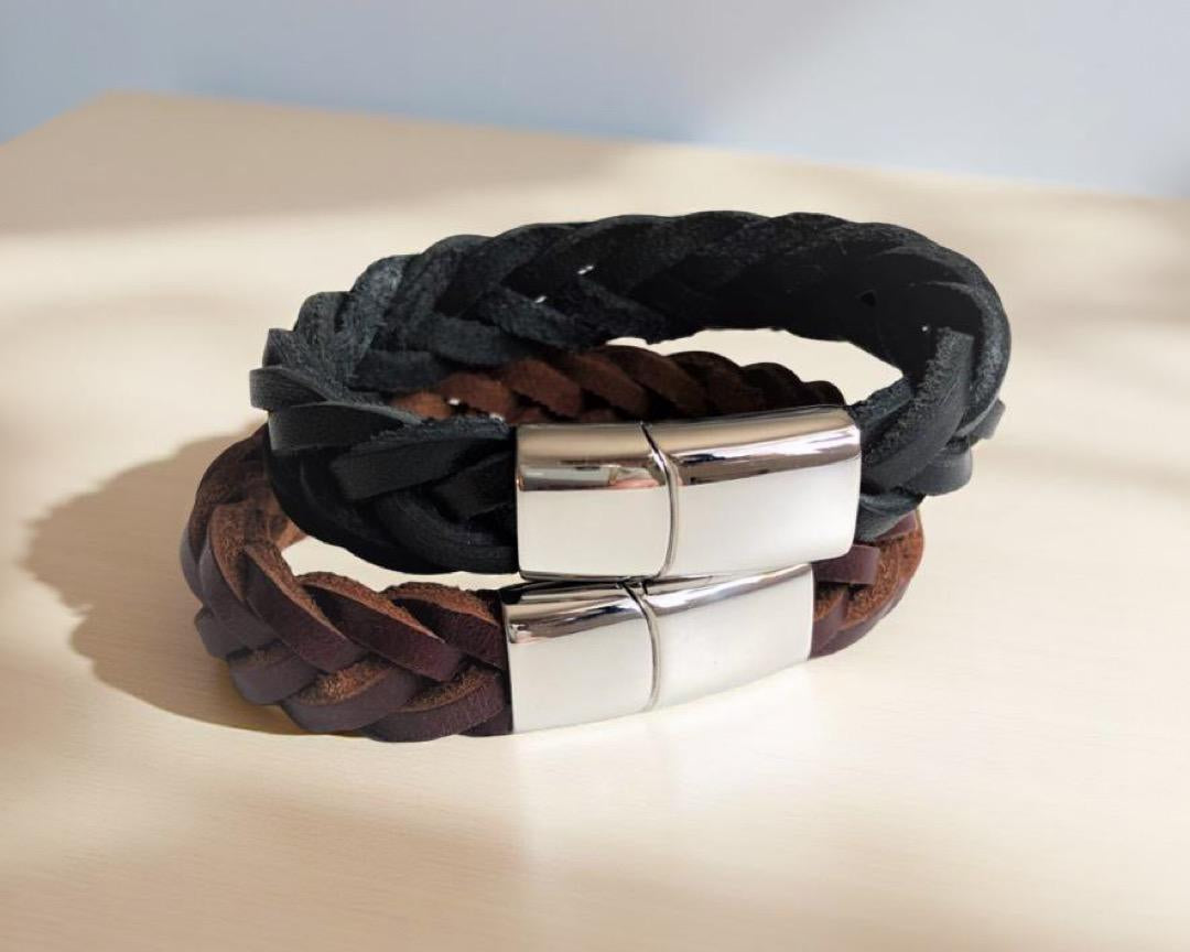 Armband | geflochtenes Lederarmband | schwarz