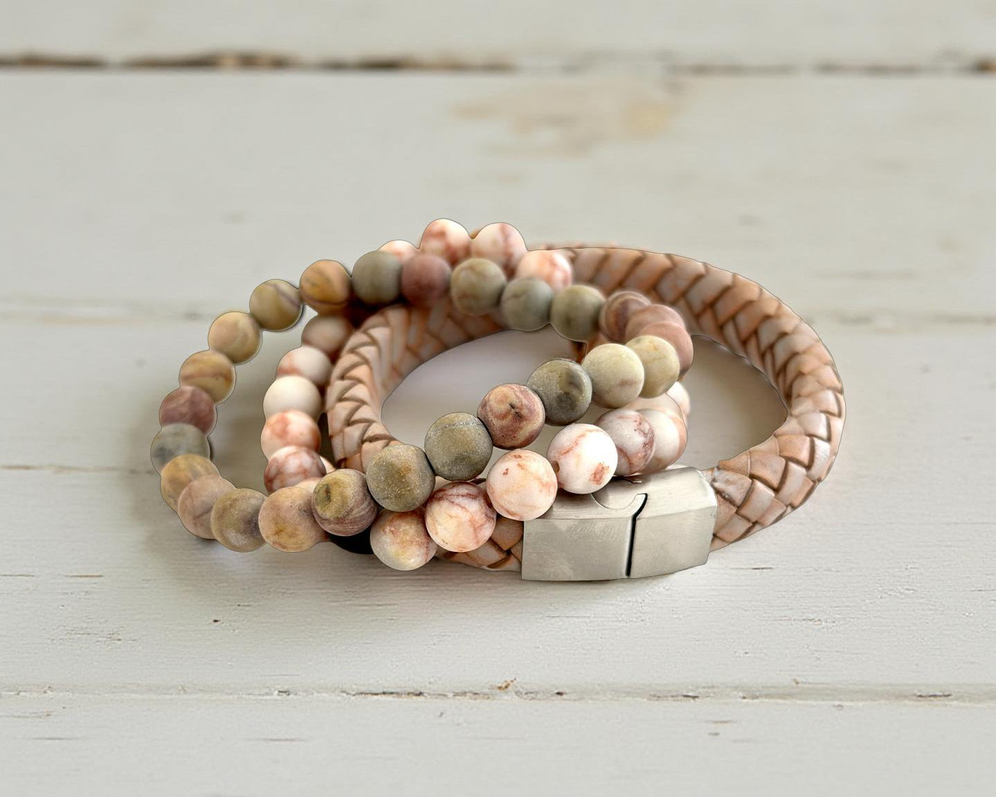 Braunes geflochtenes Lederarmband für Männer | Herrenarmband | Geschenk Vatertag