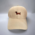 Basecap mit Dackel Stickmotiv | Baseball Kappe beige | Hund | gestickt