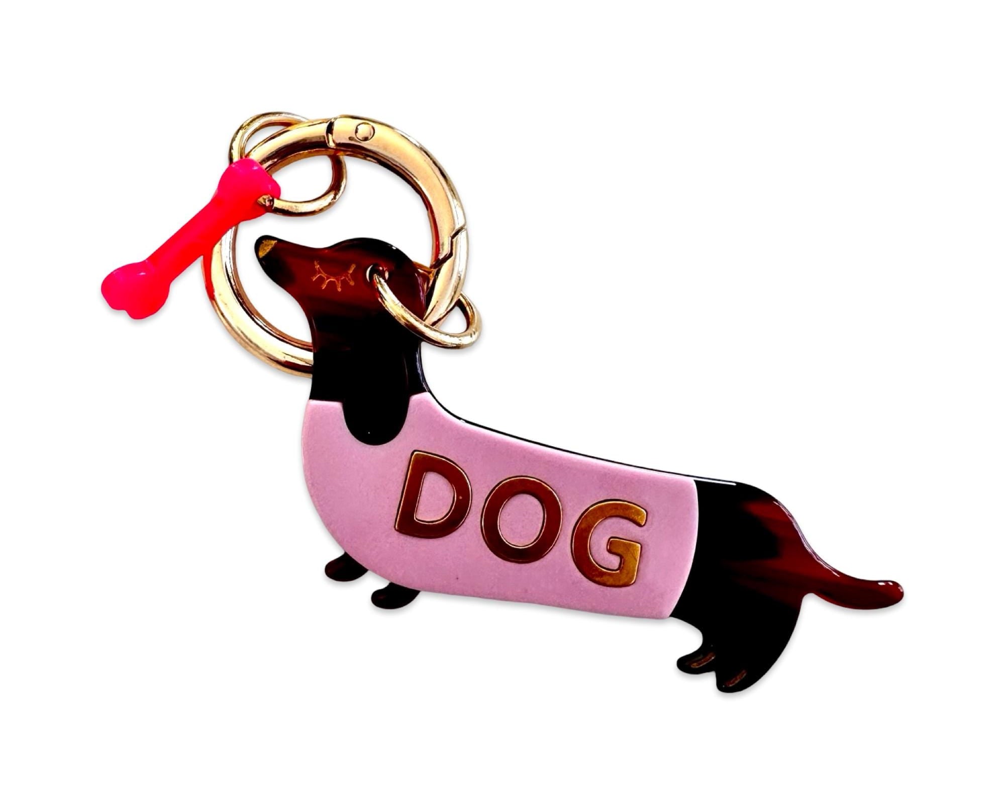 Dackel Anhänger am großen goldenen Karabiner | Charm für Taschen | Schlüsselanhänger | Taschenschmuck Taschenanhänger | Bag Charm