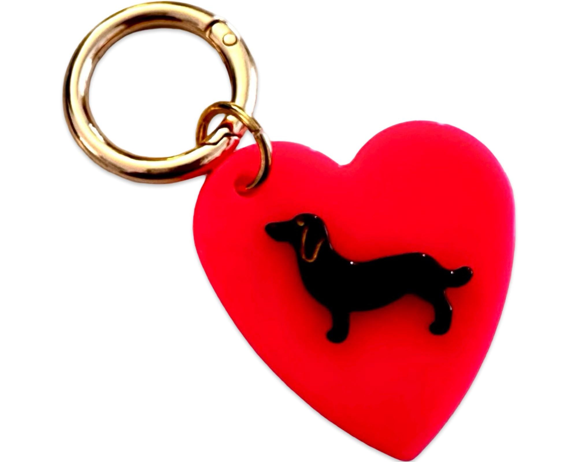 Dackel Anhänger am großen goldenen Karabiner | Charm für Taschen | Schlüsselanhänger | Taschenschmuck Taschenanhänger | Bag Charm