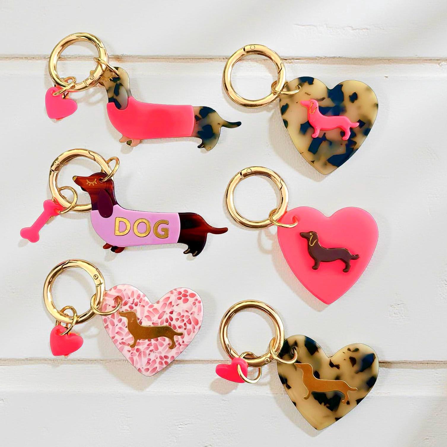 Dackel Anhänger am großen goldenen Karabiner | Charm für Taschen | Schlüsselanhänger | Taschenschmuck Taschenanhänger | Bag Charm