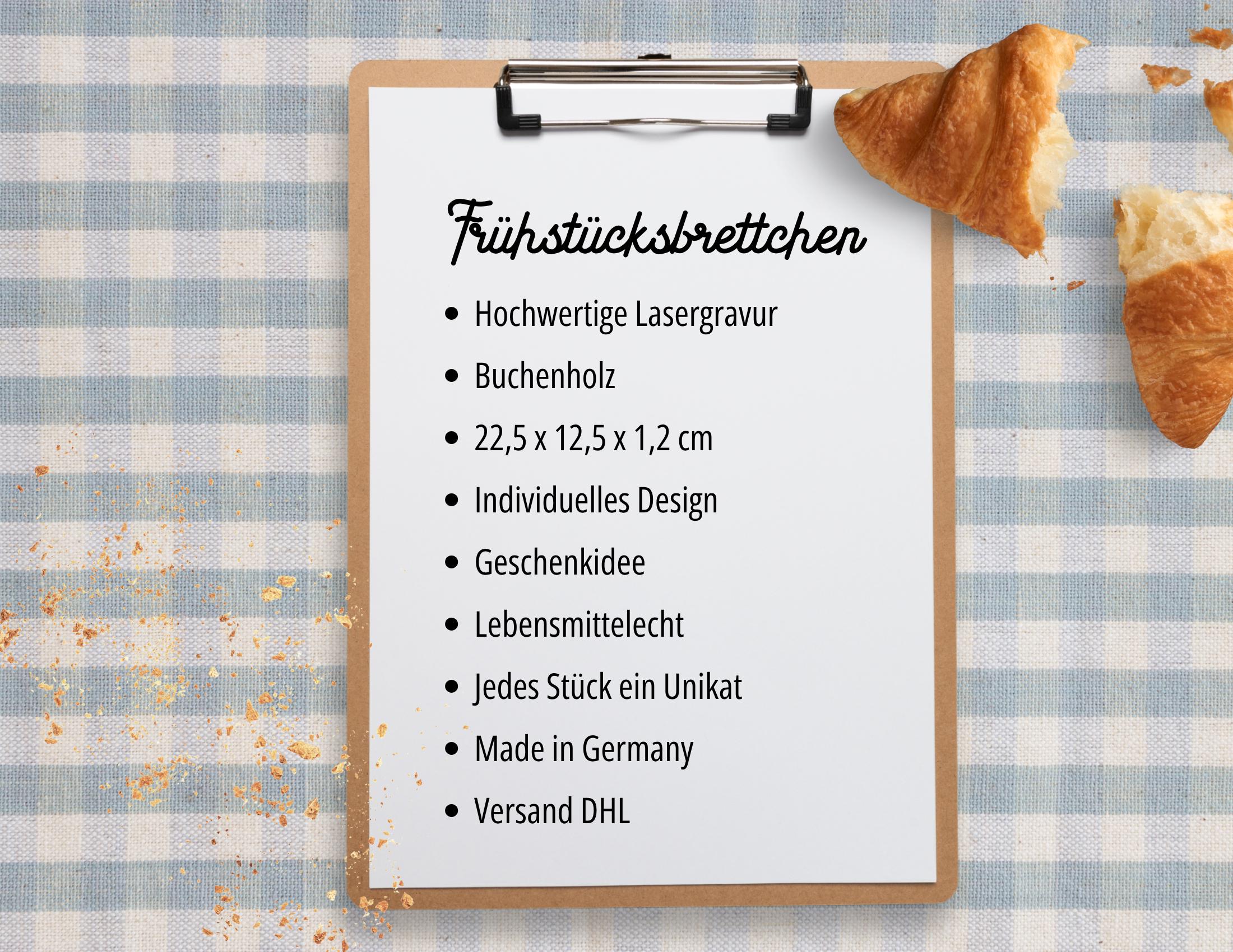 Personalisiertes Frühstücksbrettchen für Camper | Lasergravur | Buchenholz | Geschenkidee Camping mit Namen