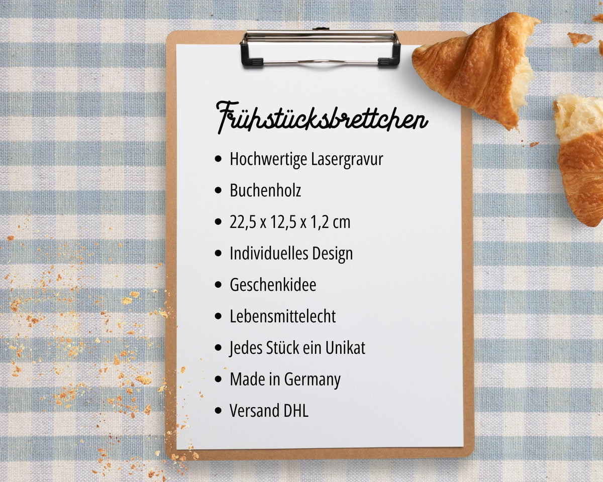 Personalisiertes Frühstücksbrettchen für Camper | Lasergravur | Buchenholz | Geschenkidee Camping mit Namen