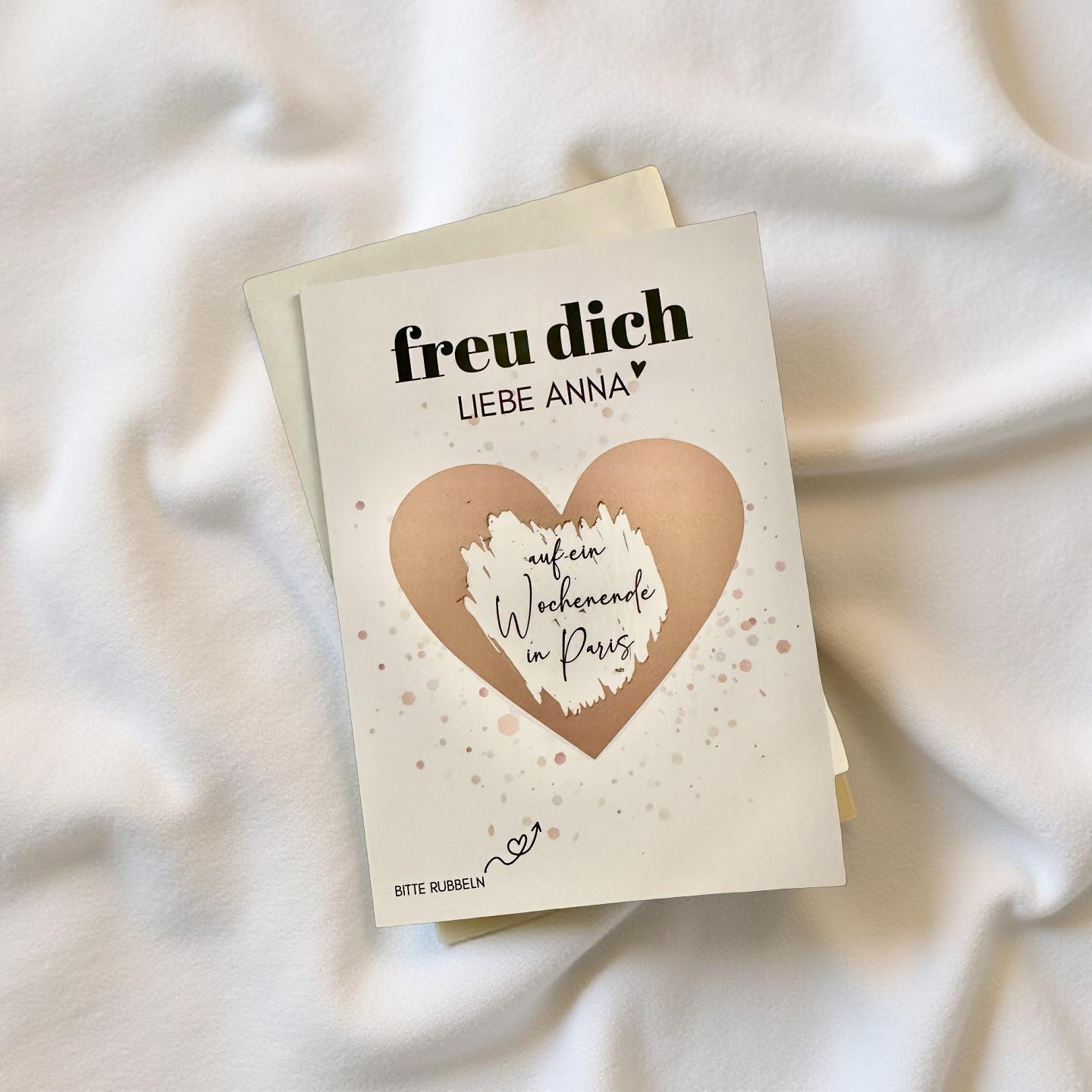 Personalisierte Rubbelkarte mit Rubbelherz und Deinem Text | Klappkarte A6 | Gutschein | Herz in gold, silber, roségold