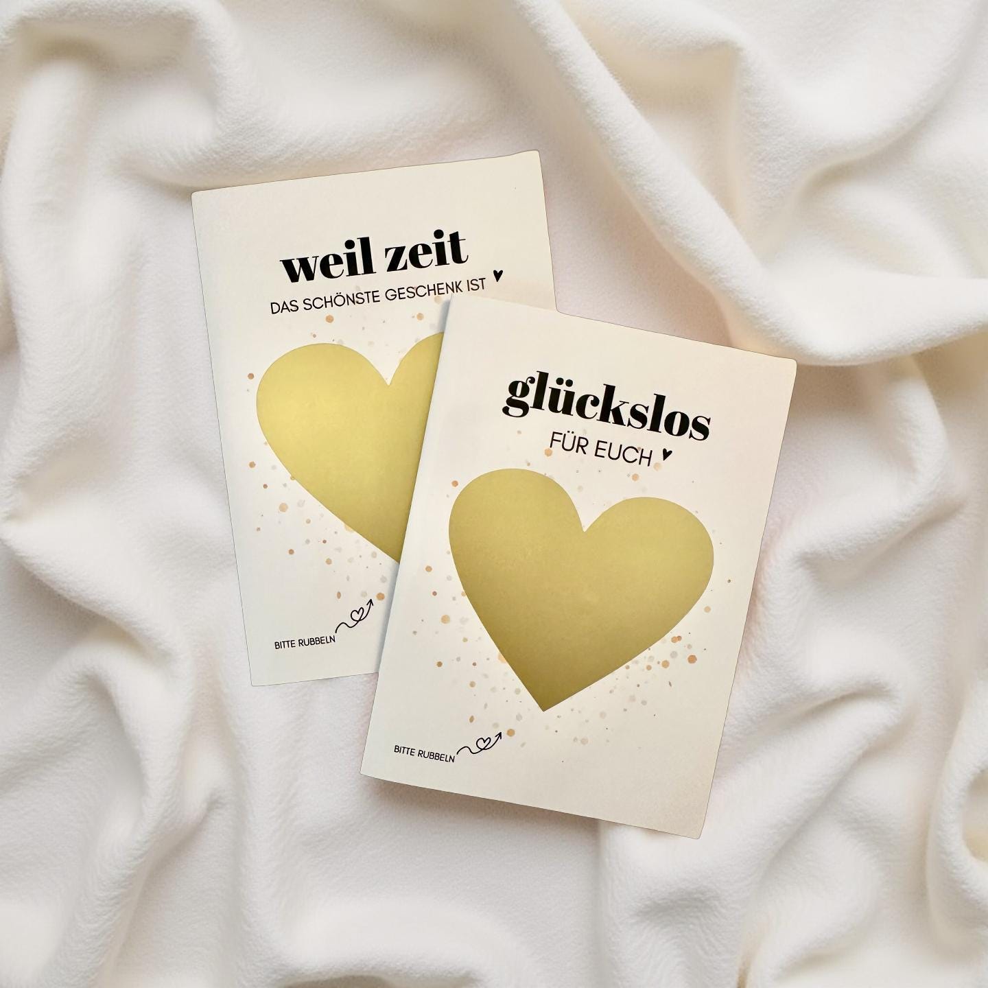 Personalisierte Rubbelkarte mit Rubbelherz und Deinem Text | Klappkarte A6 | Gutschein | Herz in gold