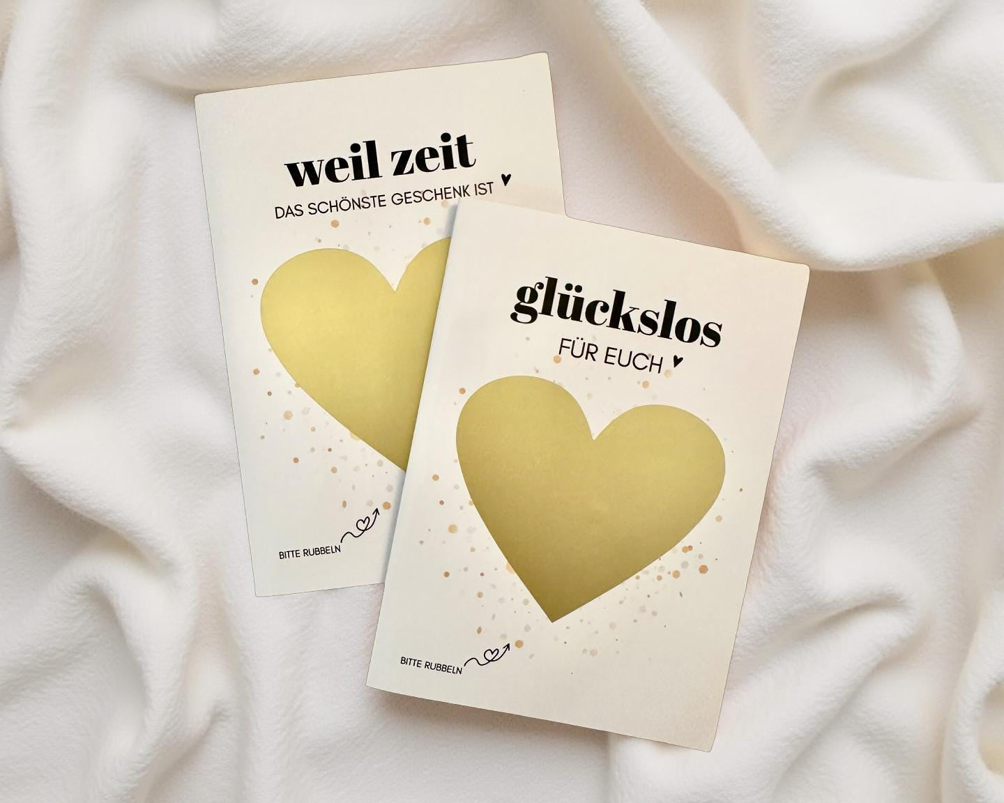 Personalisierte Rubbelkarte mit Rubbelherz und Deinem Text | Klappkarte A6 | Gutschein | Herz in gold