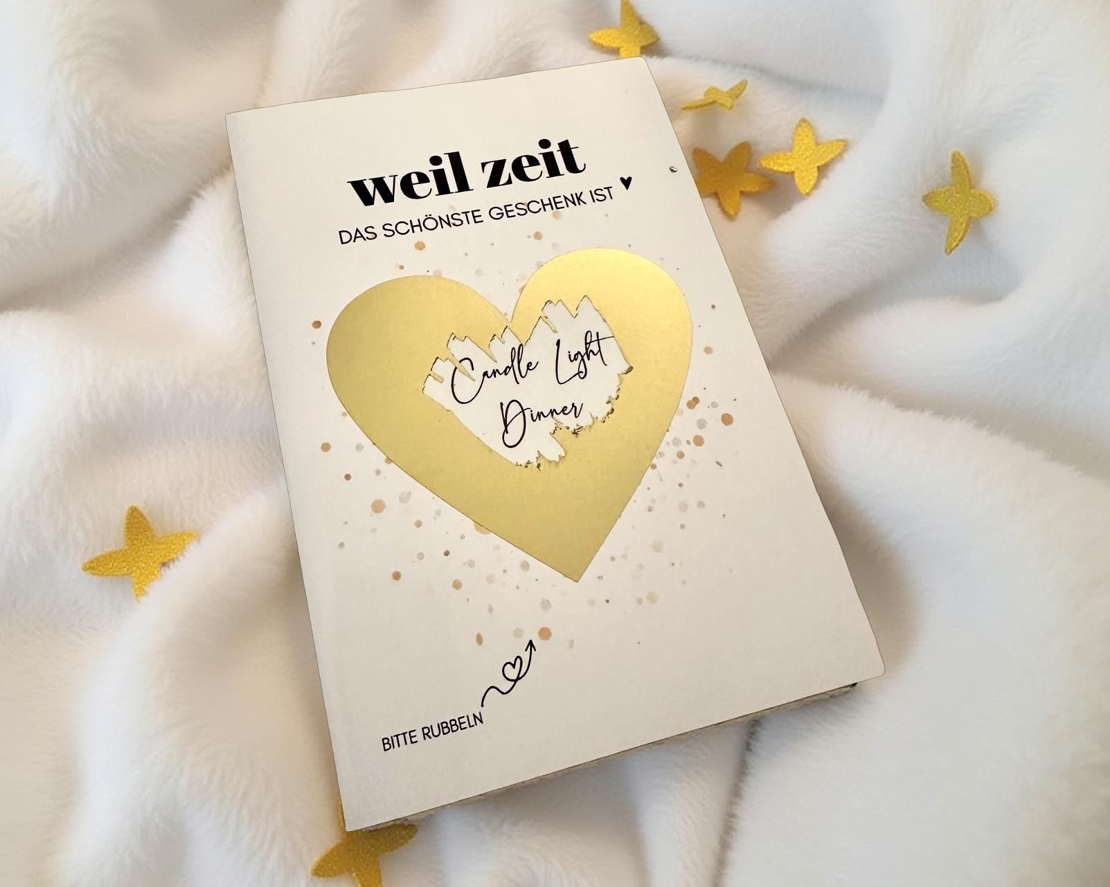 Personalisierte Rubbelkarte mit Rubbelherz und Deinem Text | Klappkarte A6 | Gutschein | Herz in gold