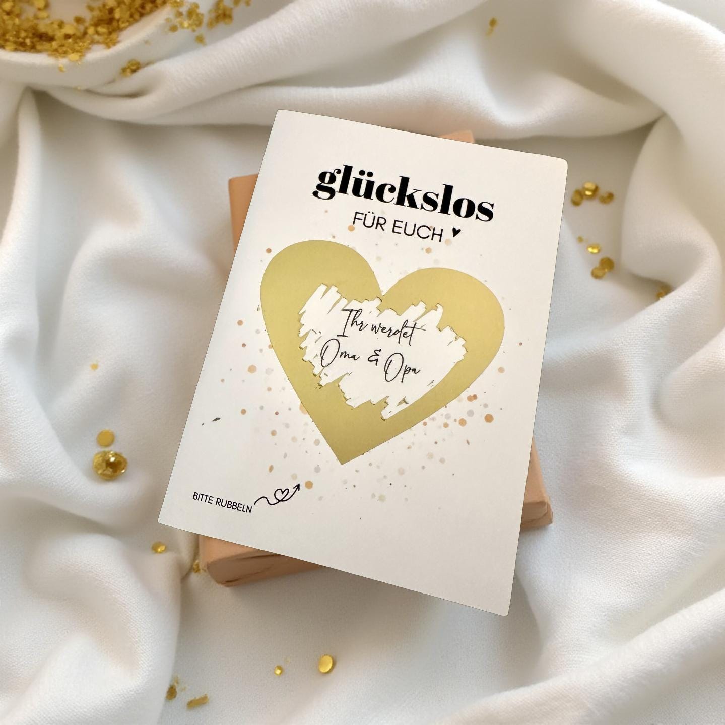 Personalisierte Rubbelkarte mit Rubbelherz und Deinem Text | Klappkarte A6 | Gutschein | Herz in gold