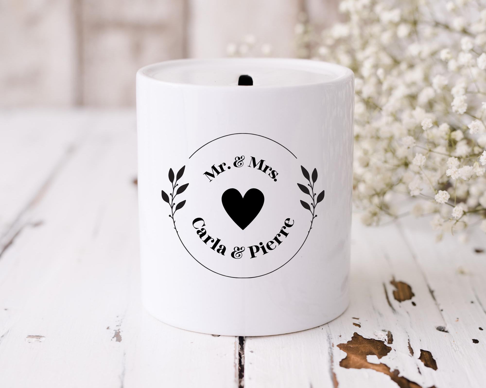 Spardose Brautpaar personalisiert | Geld zur Hochzeit | Geld schenken | personalisiertes Geschenk Mr. & Mrs. | Honeymoon