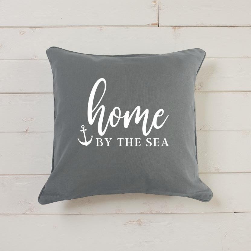 HOME by the sea | Kissen | maritimer Kissenbezug | 40 x40 cm | Baumwolle | Skandi Design | Hygge Boho Deko Kissenhülle