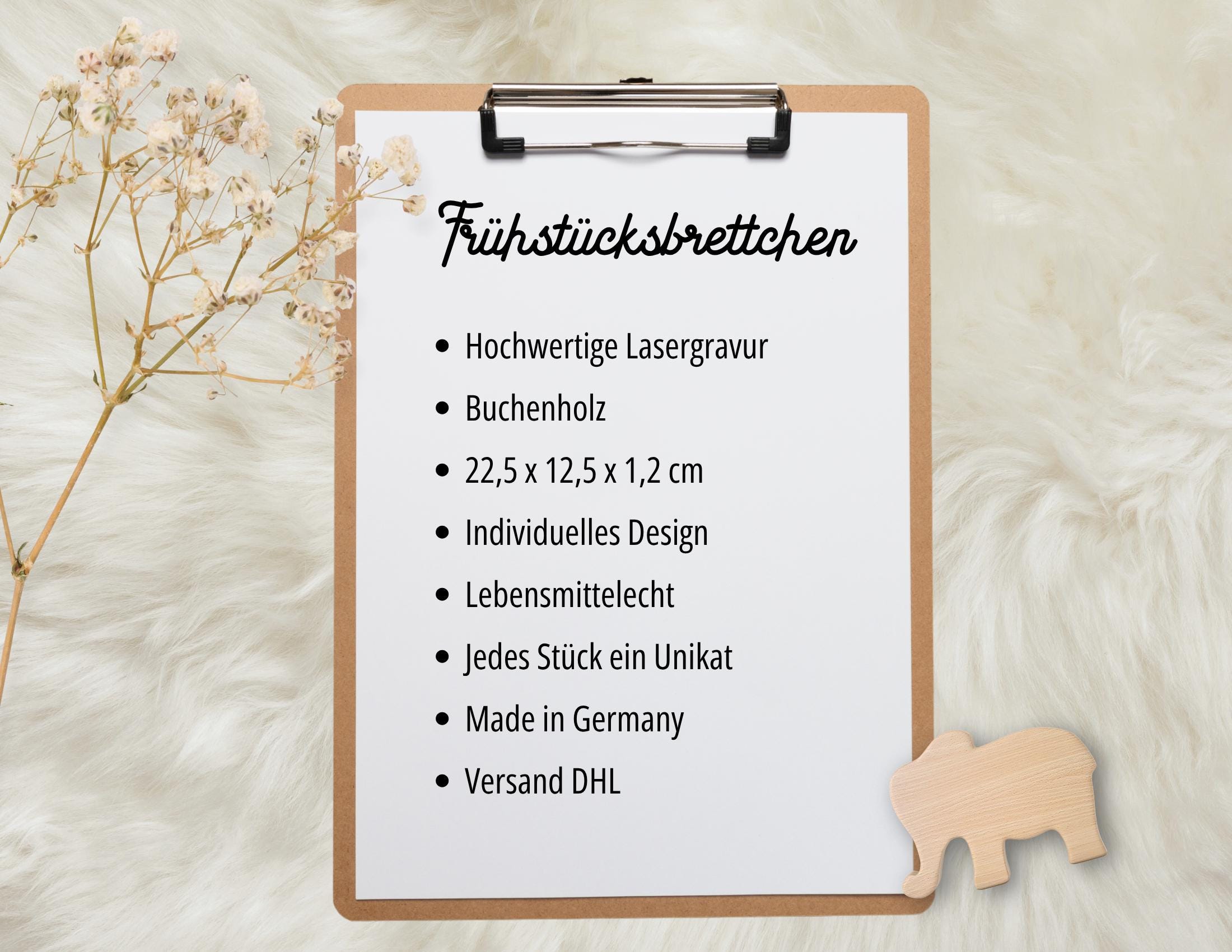 Personalisiertes Kinder Frühstücksbrettchen mit Tier & Namen | Lasergravur | Buchenholz | Löwe, Giraffe, Fuchs, Nilpferd, Bär, Elefant