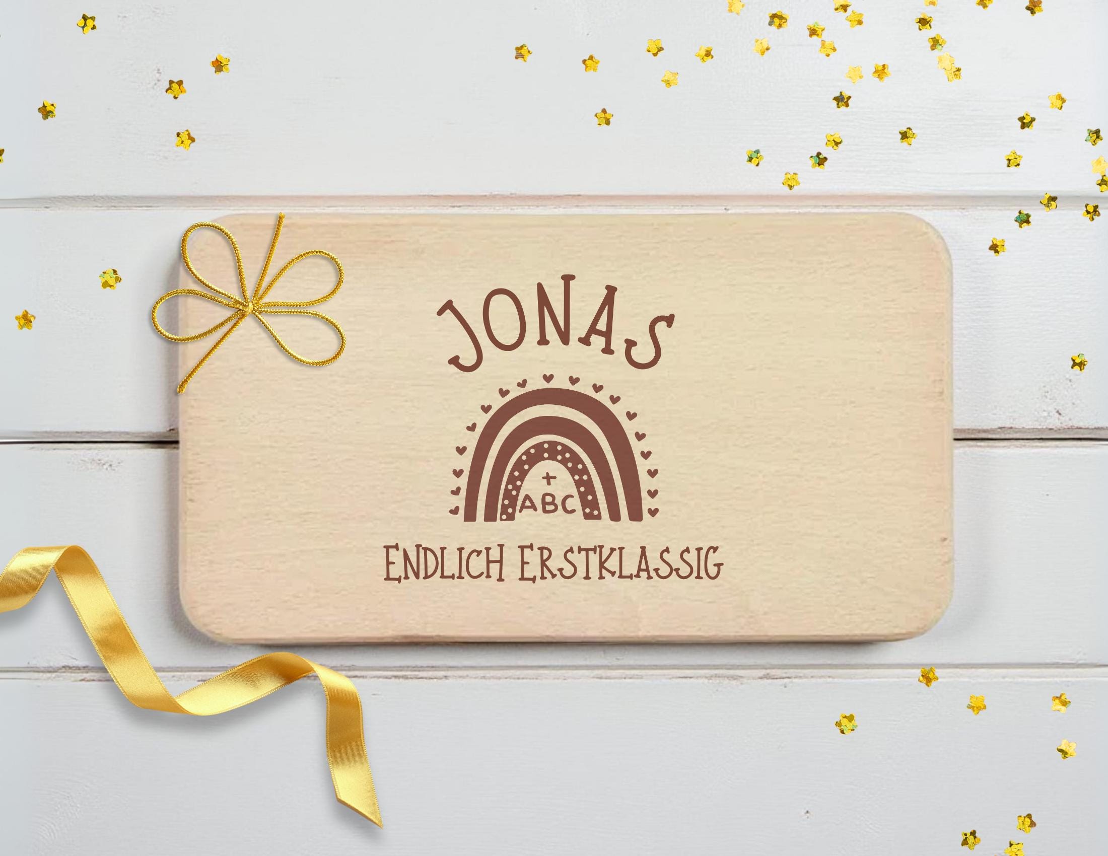 Personalisiertes Kinder Frühstücksbrettchen Einschulung | Lasergravur | Buchenholz | Endlich Schulkind | Erstklassig