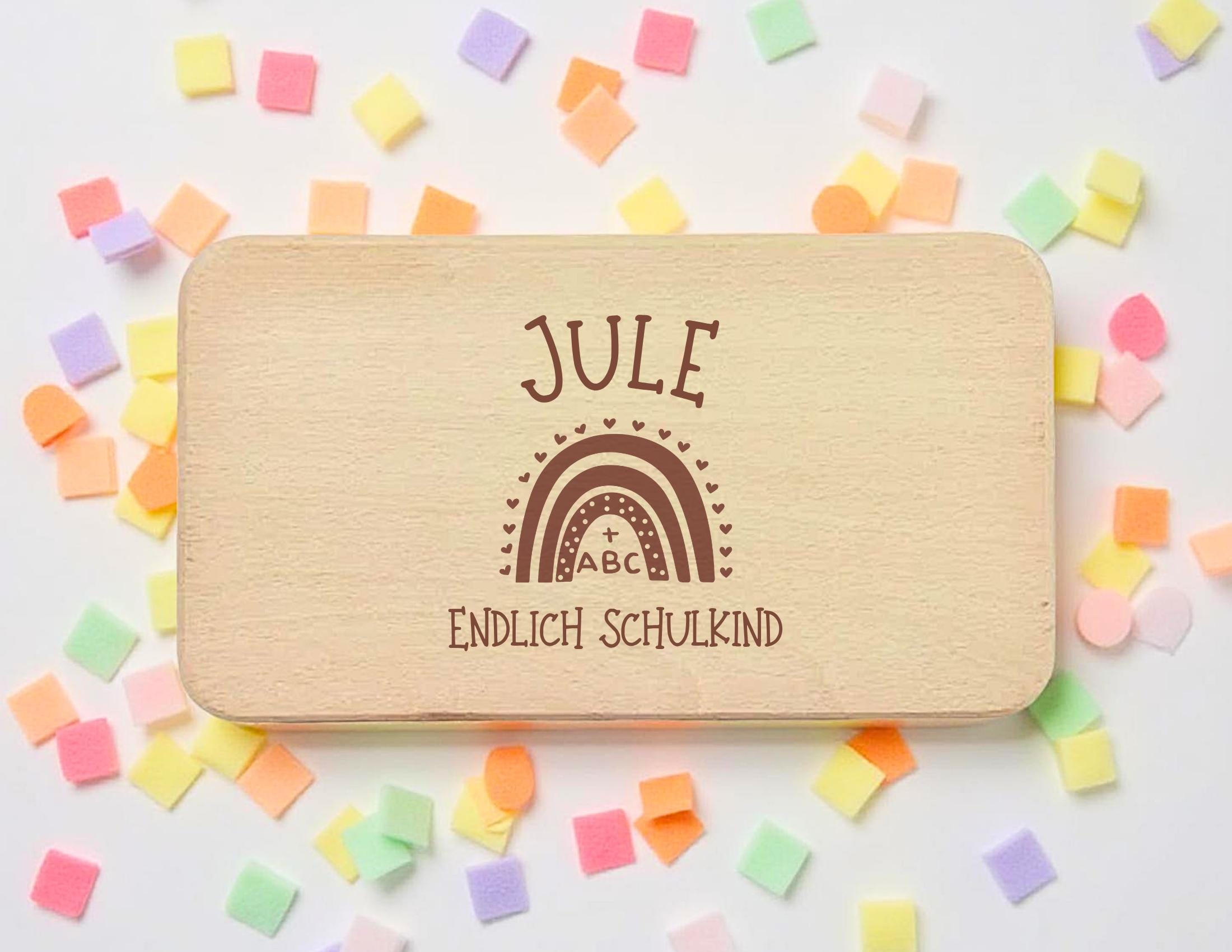 Personalisiertes Kinder Frühstücksbrettchen Einschulung | Lasergravur | Buchenholz | Endlich Schulkind | Erstklassig