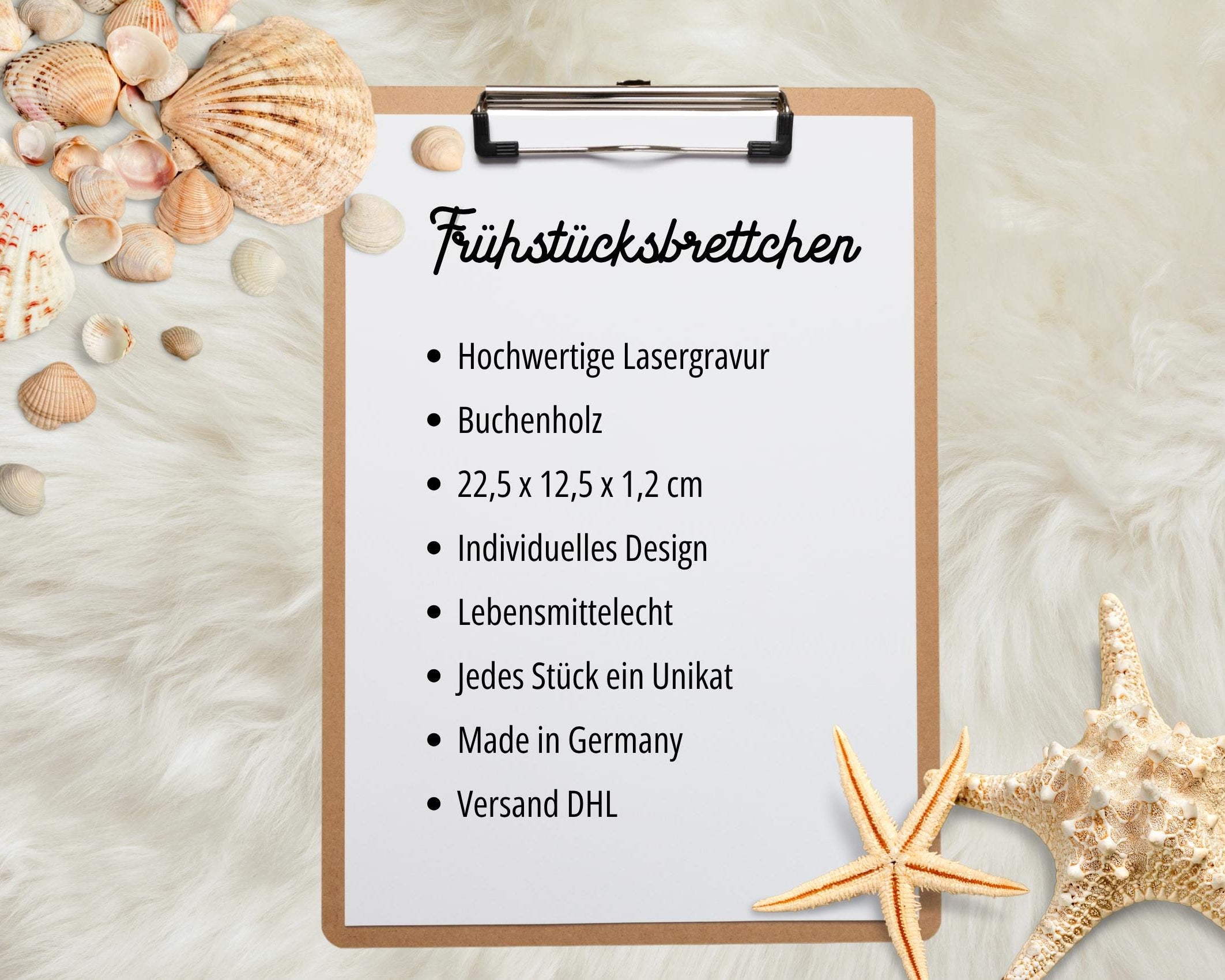 Personalisiertes Frühstücksbrettchen | maritime Motive Möwe | Lasergravur | Buchenholz | Moin Strand Meer | Geschenkidee Camping Kinder