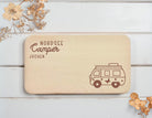 Personalisiertes Frühstücksbrettchen für Camper | Lasergravur | Buchenholz | Geschenkidee Camping mit Namen