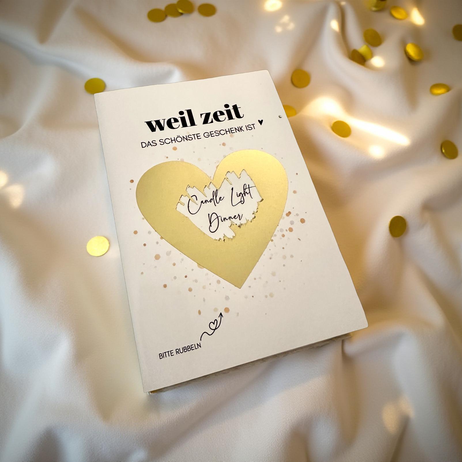Personalisierte Rubbelkarte mit Rubbelherz und Deinem Text | Klappkarte A6 | Gutschein | Herz in gold