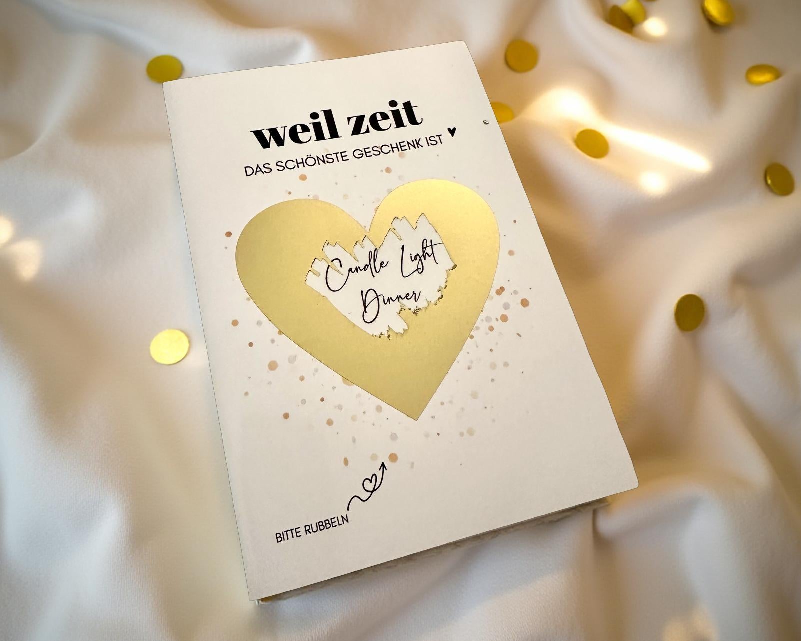 Personalisierte Rubbelkarte mit Rubbelherz und Deinem Text | Klappkarte A6 | Gutschein | Herz in gold