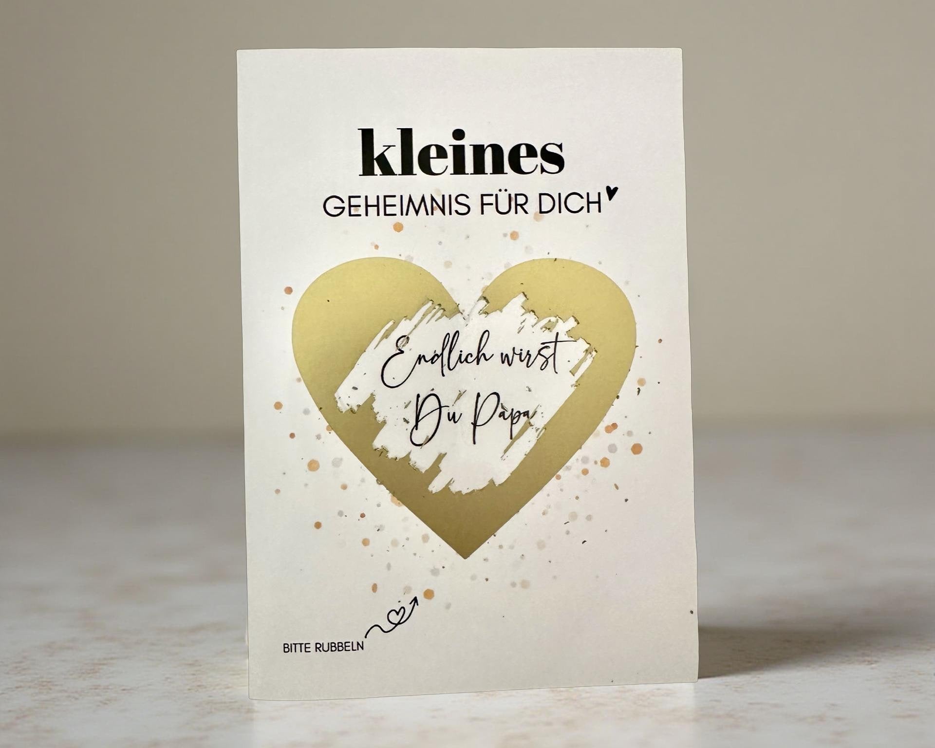 Personalisierte Rubbelkarte mit Rubbelherz und Deinem Text | Klappkarte A6 | Gutschein | Herz in gold