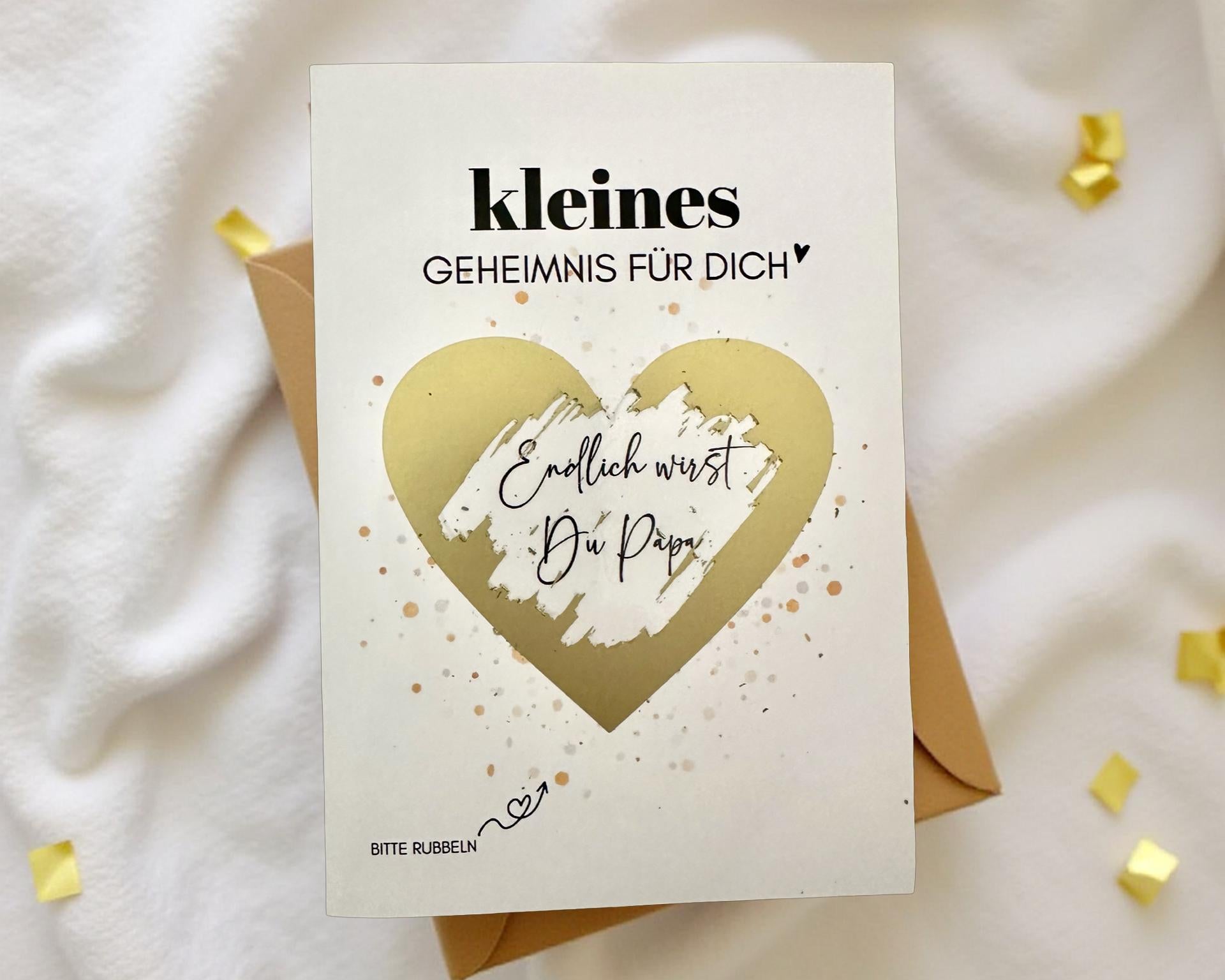 Personalisierte Rubbelkarte mit Rubbelherz und Deinem Text | Klappkarte A6 | Gutschein | Herz in gold