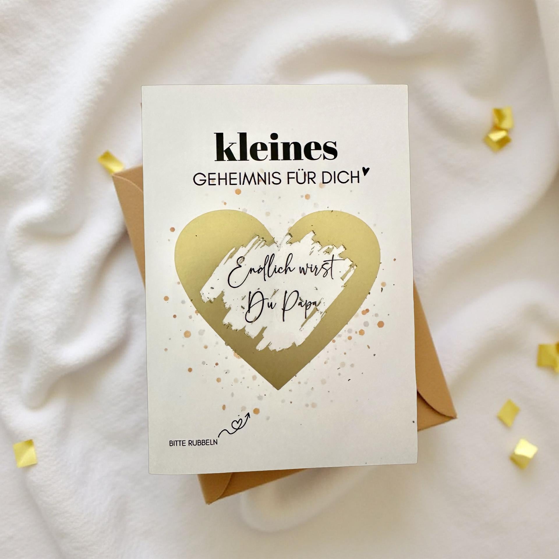 Personalisierte Rubbelkarte mit Rubbelherz und Deinem Text | Klappkarte A6 | Gutschein | Herz in gold