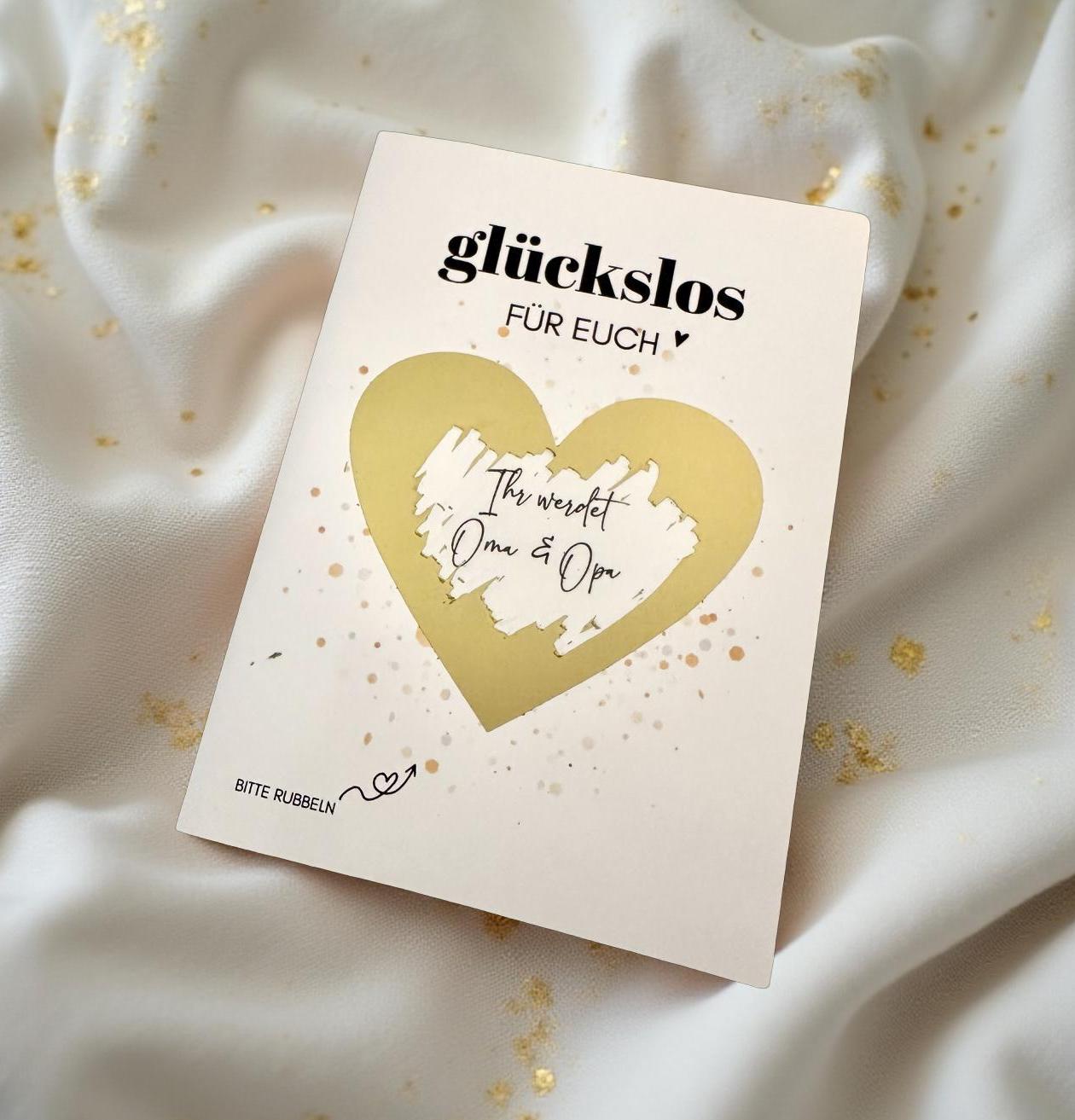Personalisierte Rubbelkarte mit Rubbelherz und Deinem Text | Klappkarte A6 | Gutschein | Herz in gold