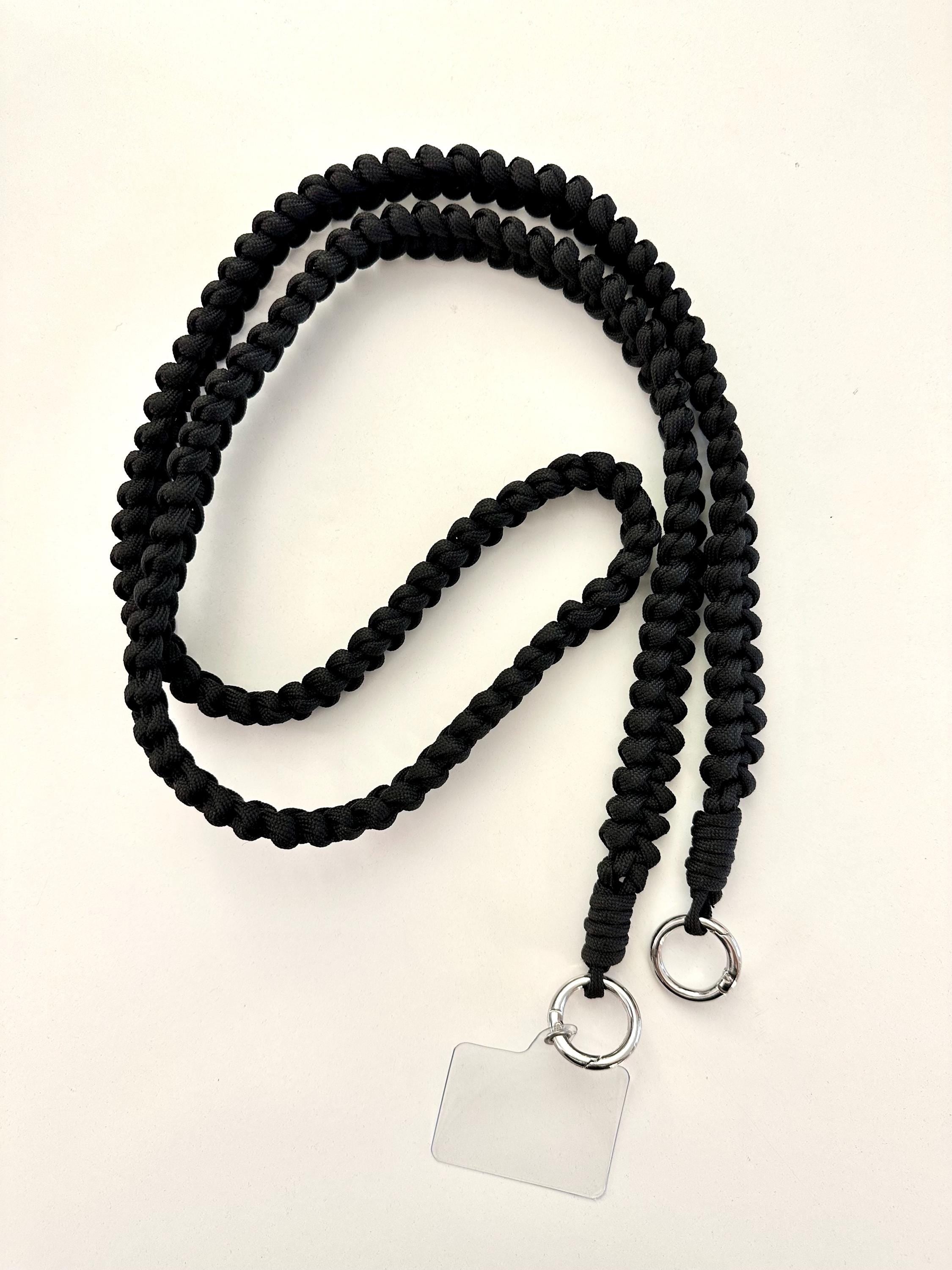 Edle Handyketten in schwarz weiß | universal Schnur Band für Mobiltelefone inkl. Adapter | pink | Smiley Anhänger | Perlen