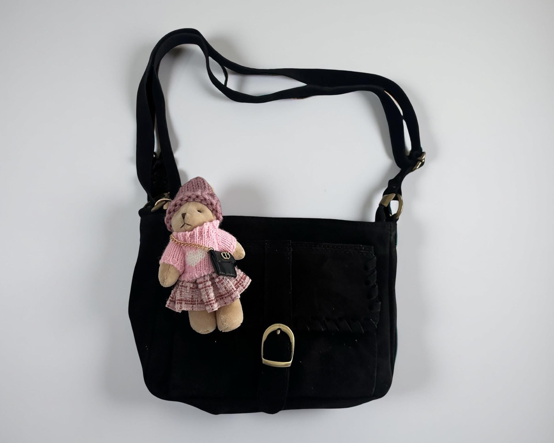 Bag Charm Teddy Fashion | Anhänger Tasche oder Schlüssel | Taschenschmuck Taschenanhänger | Bärchen rosa oder schwarzes Kleid Strickmütze