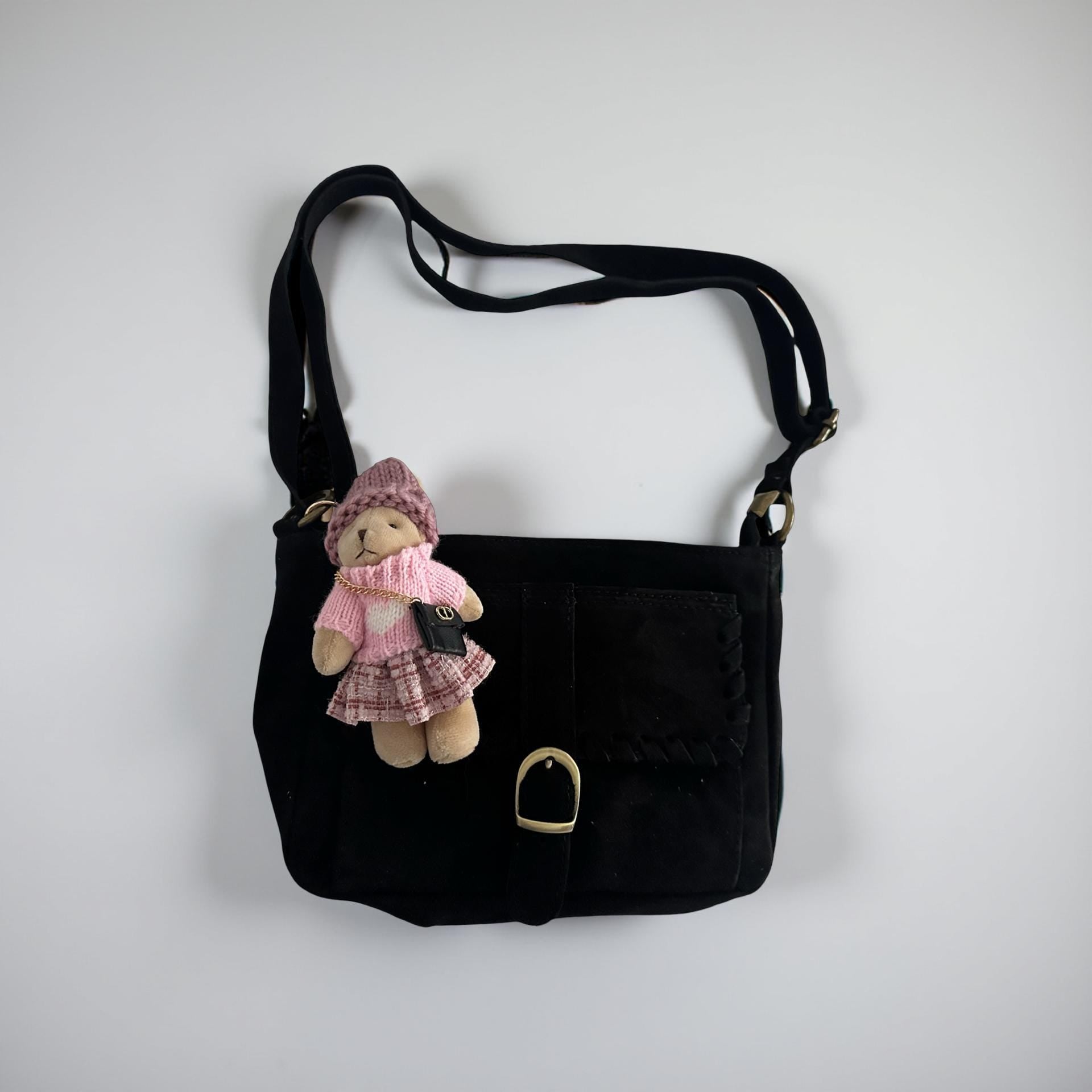 Bag Charm Teddy Fashion | Anhänger Tasche oder Schlüssel | Taschenschmuck Taschenanhänger | Bärchen rosa oder schwarzes Kleid Strickmütze