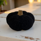 Deko Kürbisse | schwarzer Stoff mit Holz | in zwei Größen | Halloween Herbst Dekoration