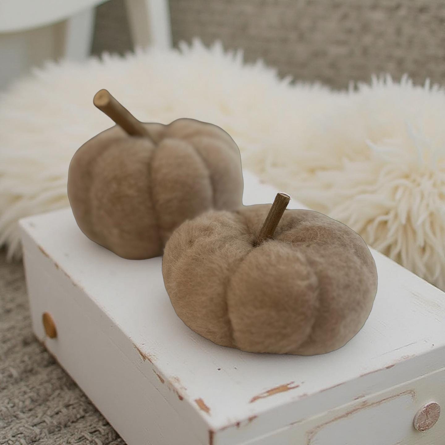 Deko Kürbisse | Stoff mit Holz | verschiedene Größen und Materialien | Boucle Filz Keramik Halloween Herbst Dekoration