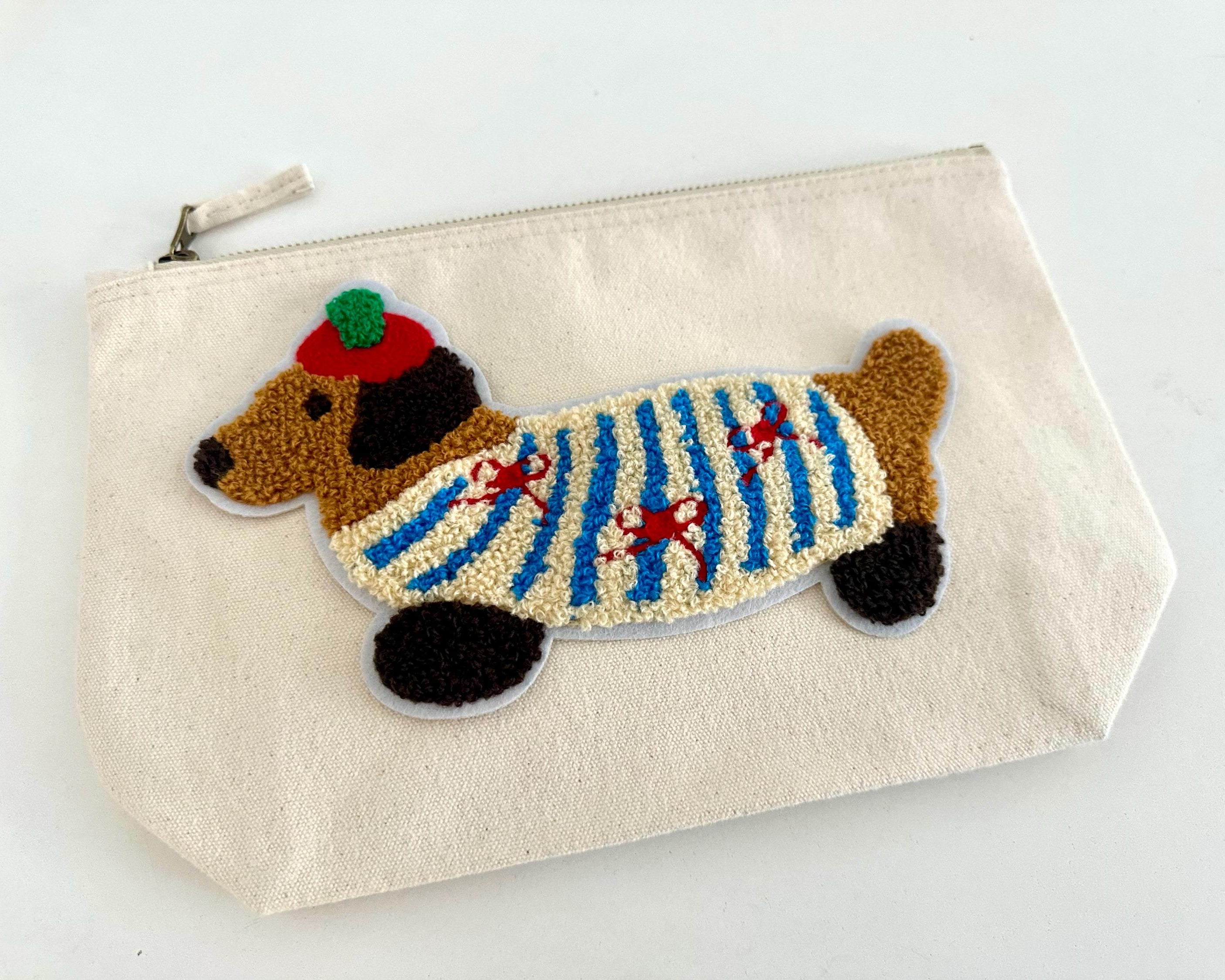 Dackel Patch XXL | großes Stick Motiv zum Aufnähen | Chenille Hundepatch Aufnäher