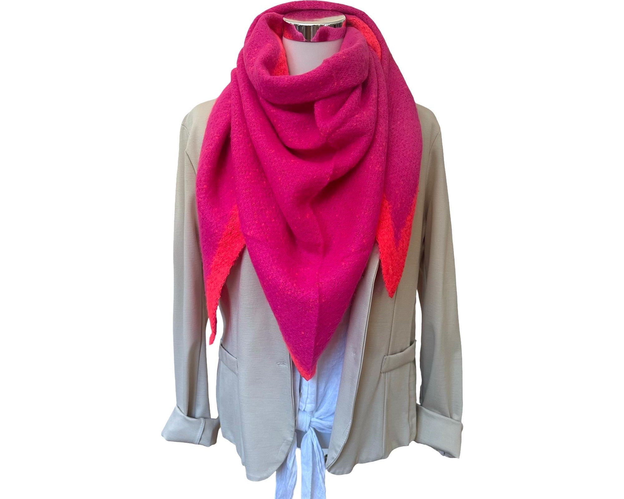 Schal | Dreieckstuch pink & neonpink | 170 x 115 cm