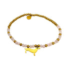 Goldenes Dackel Armband | kleines feines elastisches Perlenarmband mit Dackelanhänger