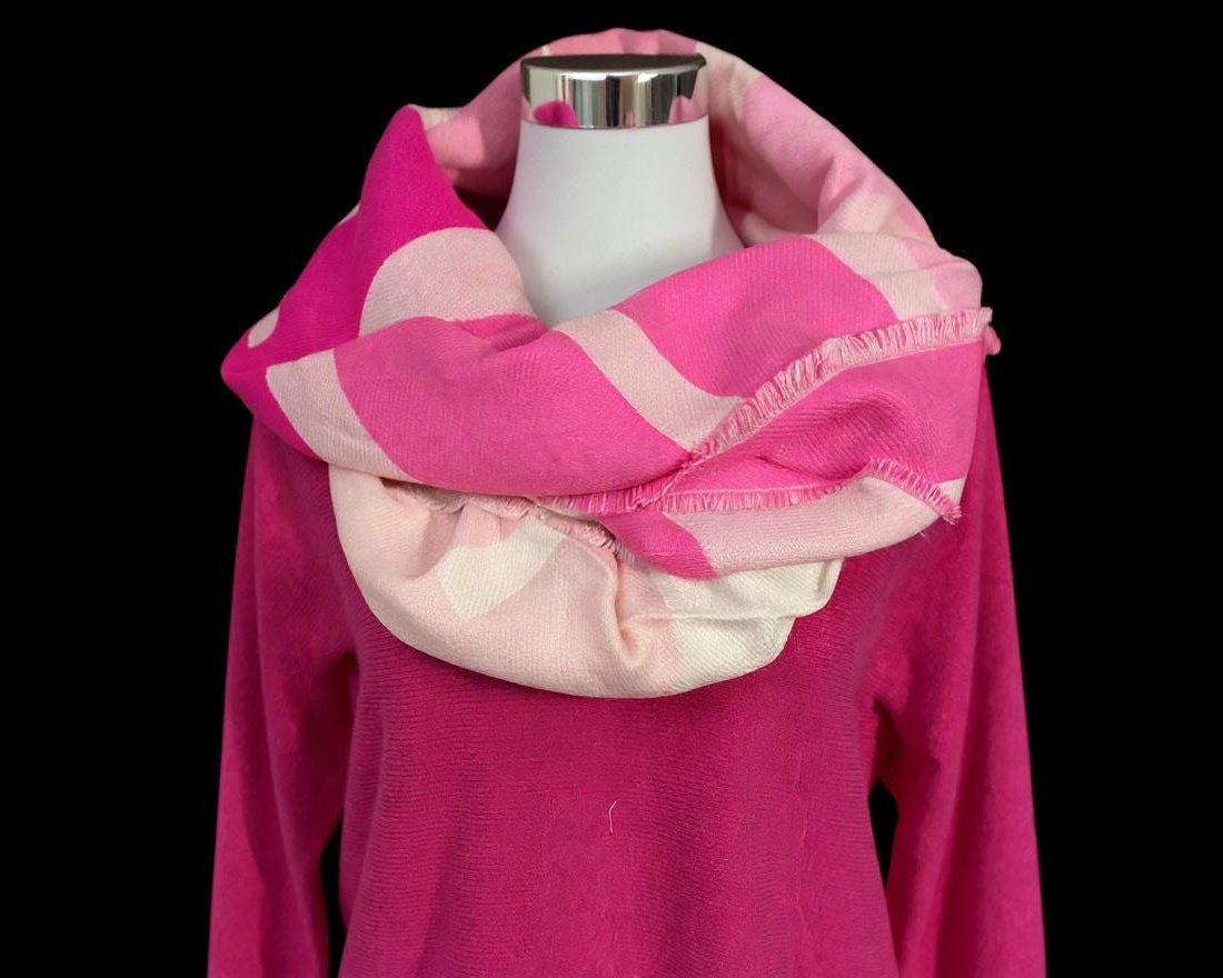 Breiter Schal AMOUR in Rosa, weiß und pink| Viskose | Webschal Tuch Stola | 180 x 70 cm