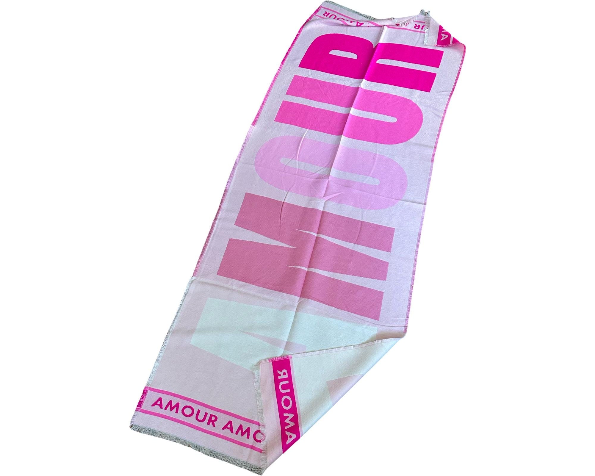 Breiter Schal AMOUR in Rosa, weiß und pink| Viskose | Webschal Tuch Stola | 180 x 70 cm