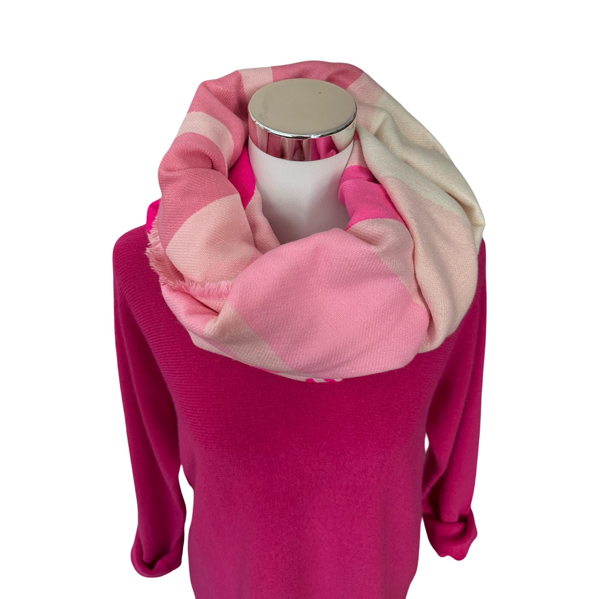 Breiter Schal AMOUR in Rosa, weiß und pink| Viskose | Webschal Tuch Stola | 180 x 70 cm