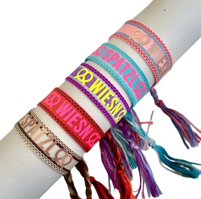 Oktoberfest | Bunte Webarmbänder | Wiesn Schmuck | Neonfarben Spatzl | Festival Armband