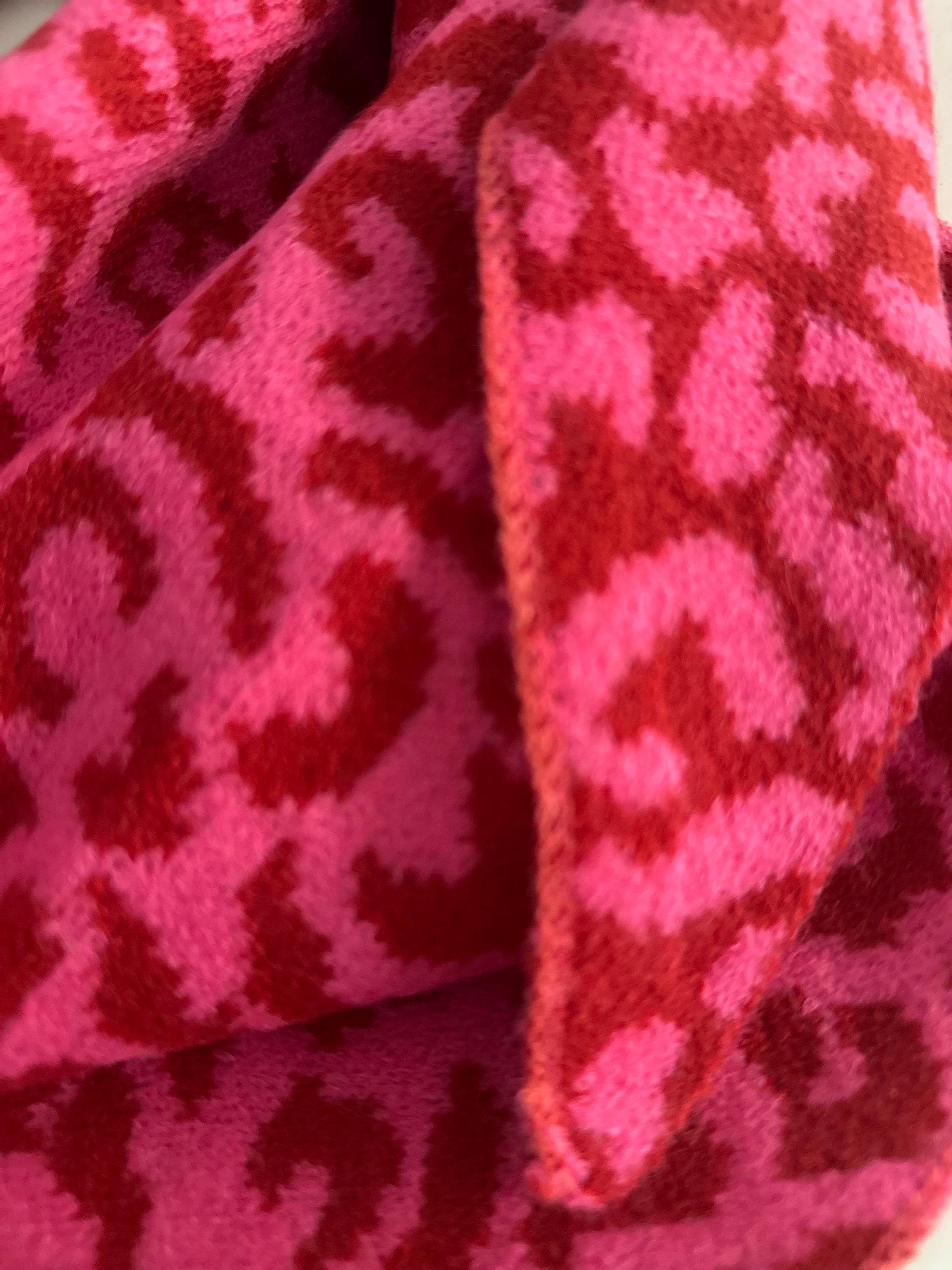 Leo Schal | Dreieckstuch pink und weinrot im Leomuster | 180 x 120 cm | Strick Viscose