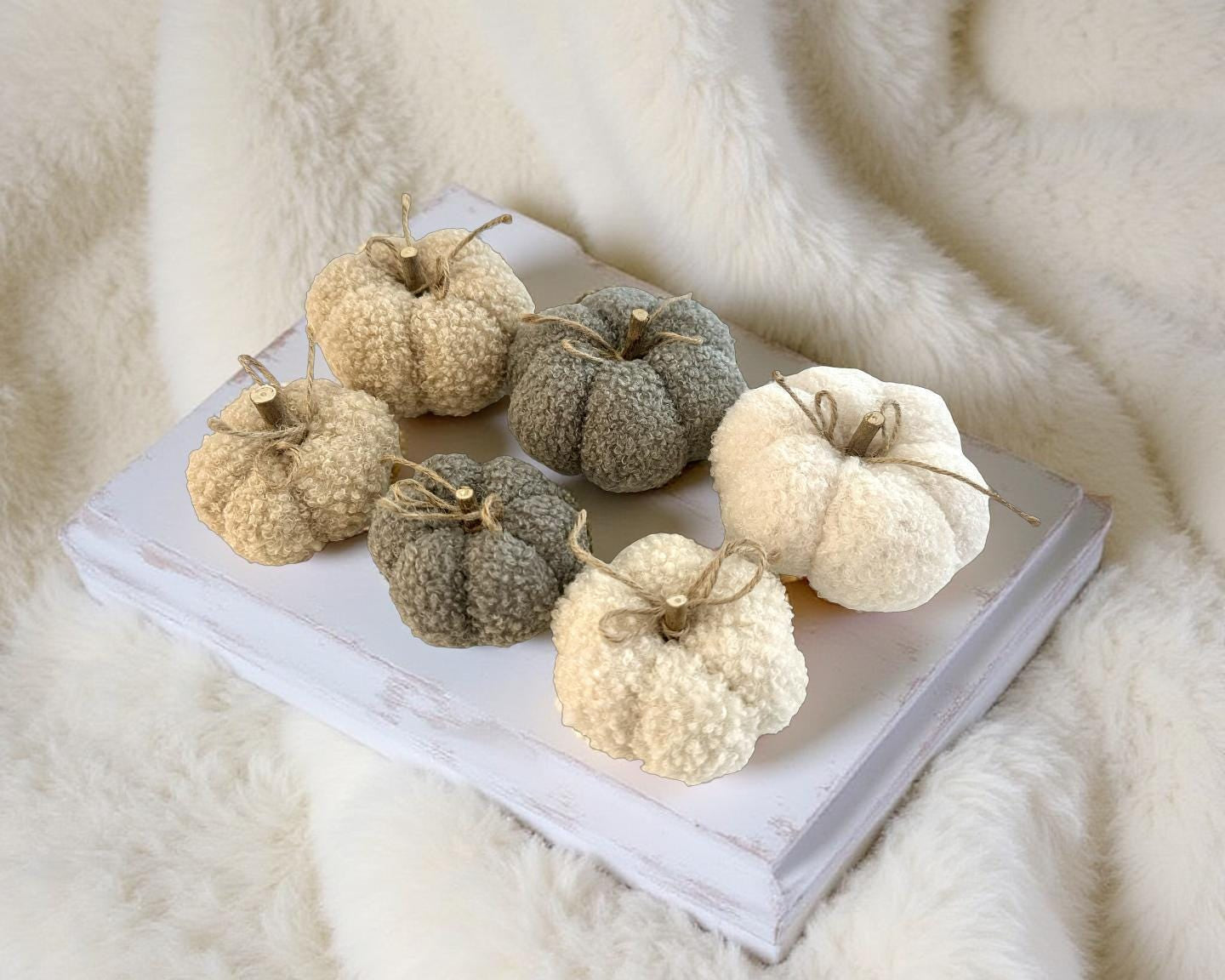 Deko Kürbisse | Stoff mit Holz | verschiedene Größen und Materialien | Boucle Filz Keramik Halloween Herbst Dekoration