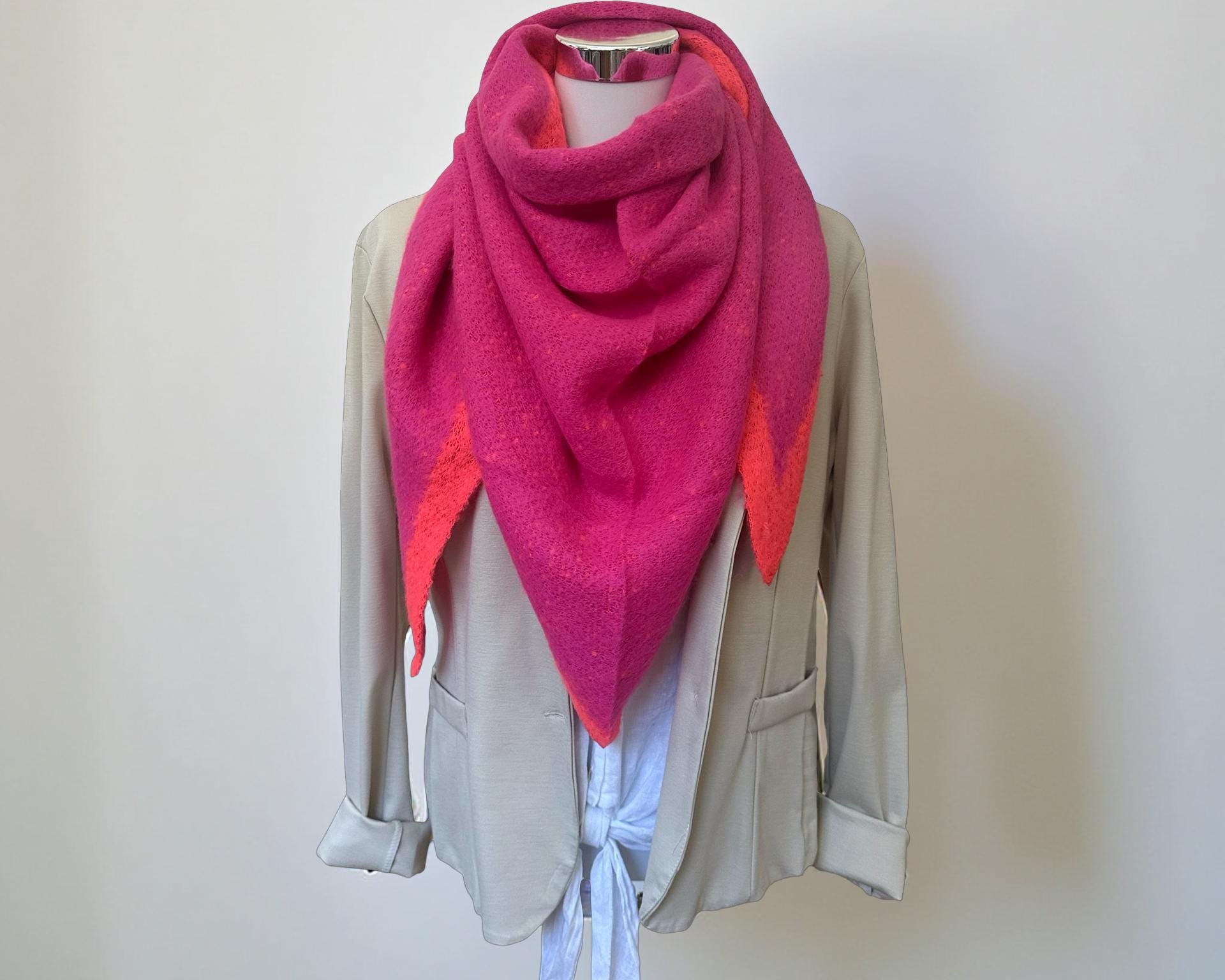 Schal | Dreieckstuch pink & neonpink | 170 x 115 cm