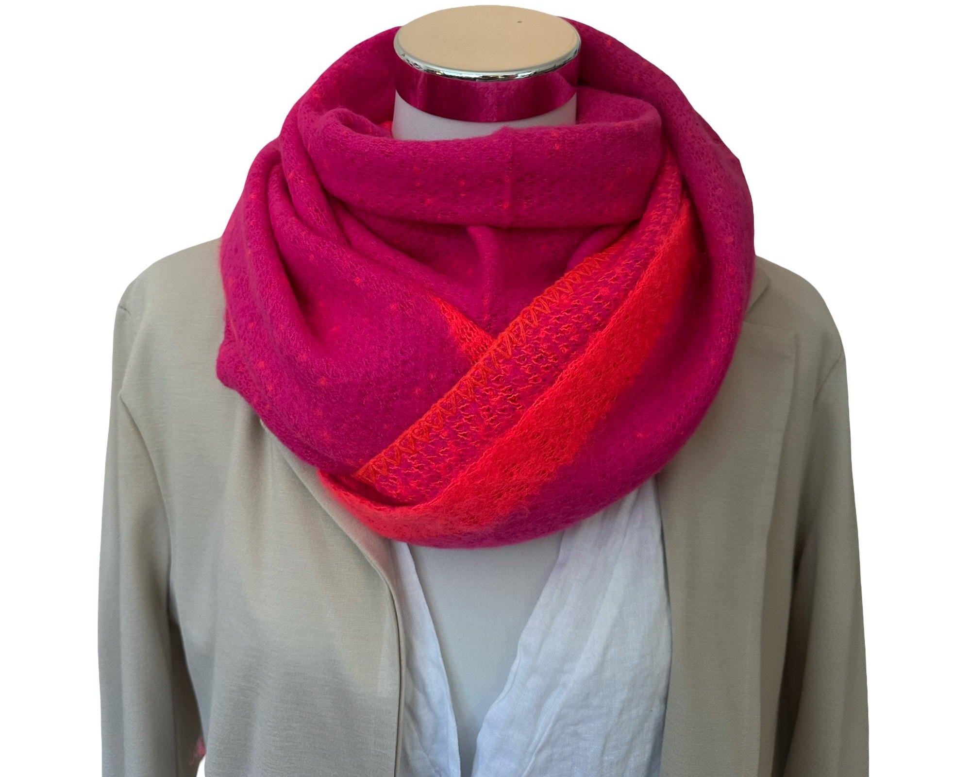 Schal | Dreieckstuch pink & neonpink | 170 x 115 cm