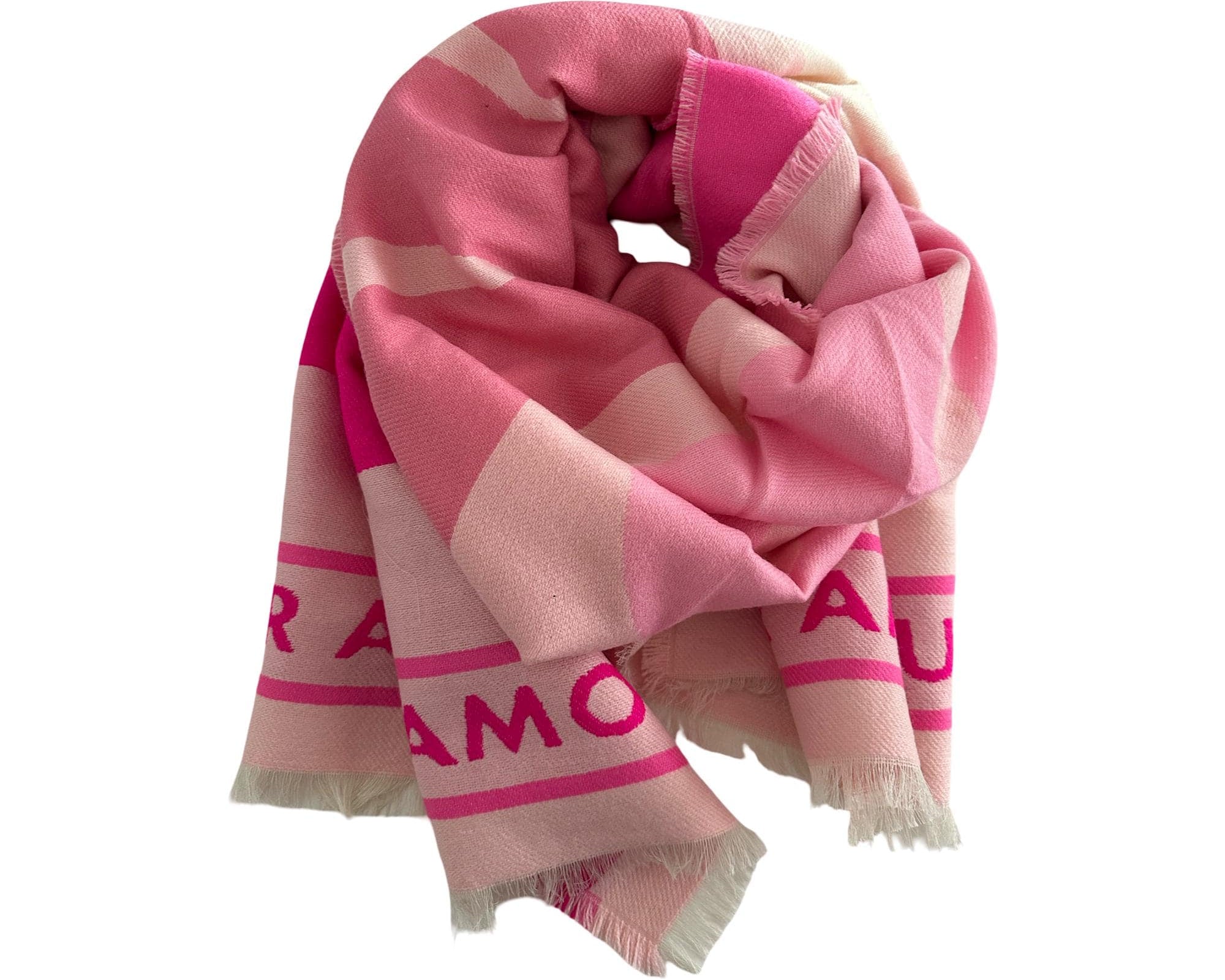 Breiter Schal AMOUR in Rosa, weiß und pink| Viskose | Webschal Tuch Stola | 180 x 70 cm