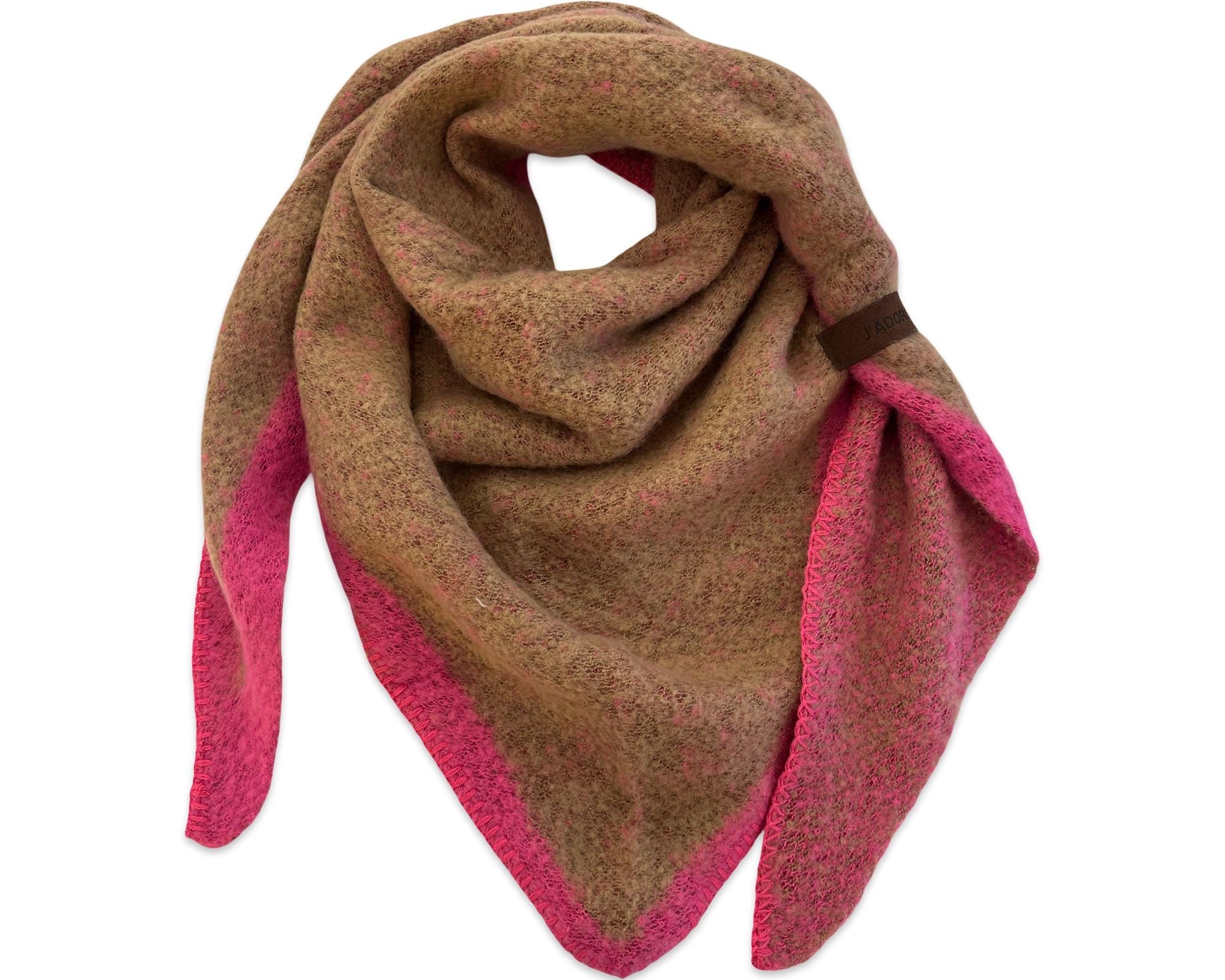 Schal | Dreieckstuch camel & Pink | 190 x 90 cm