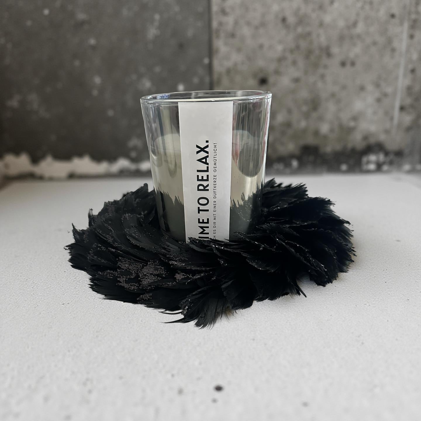 Feder Kranz schwarz Glitzer | Deko | 20 cm Durchmesser | Weihnachten