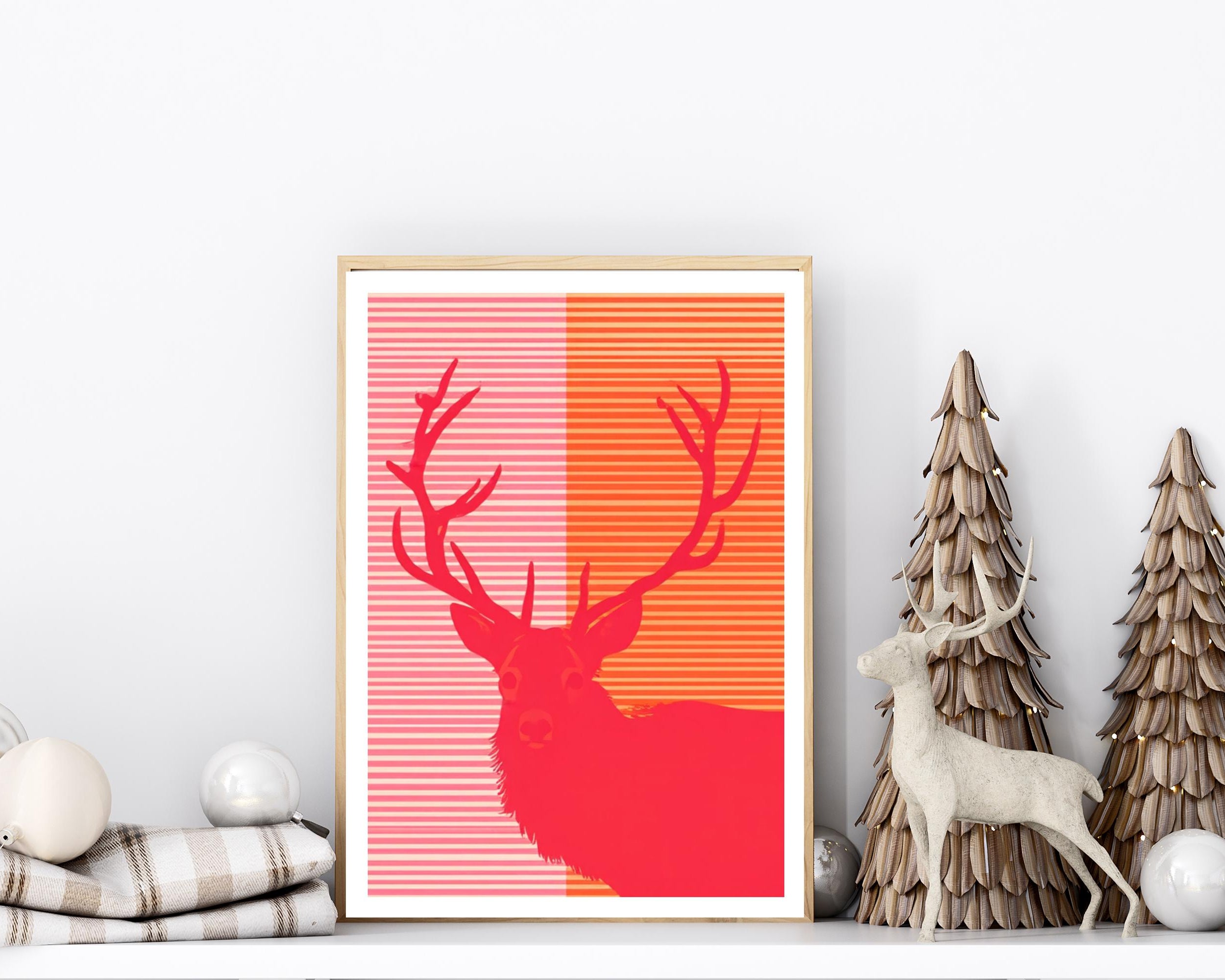Weihnachts-Poster | 9 Grafik-Motive in Pink Rot Orange | digitaler download als PNG und JPG