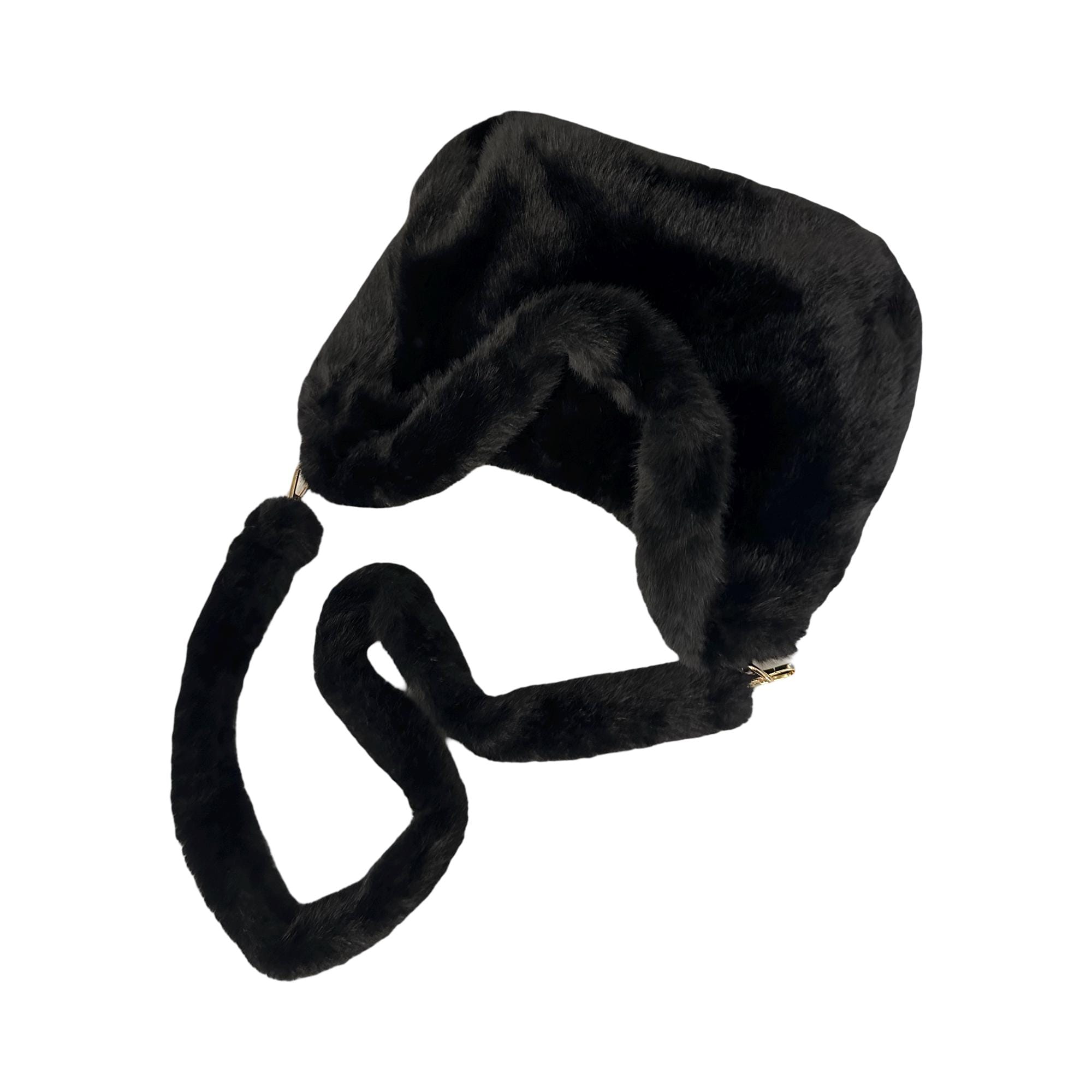 Schwarze Tasche aus Fell | Umhängetasche | Crossbody Bag | Fake Fur | kuscheliges Pelzimitat | Handtasche schwarz