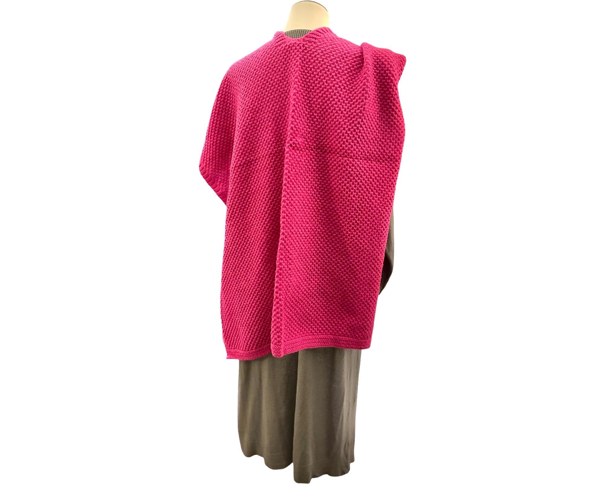 Pinker Cape Schal im Perlmuster gestrickt | Großes Tuch in pink als Schal, Stola, Cape tragbar | 145 x 75 cm | Strick Viskose