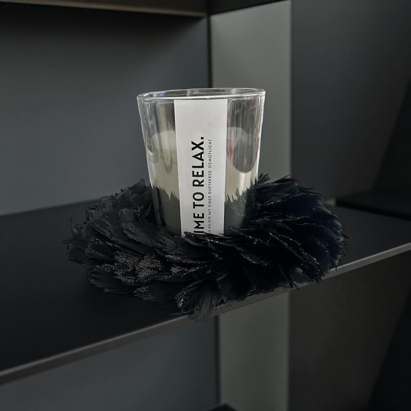 Feder Kranz schwarz Glitzer | Deko | 20 cm Durchmesser | Weihnachten